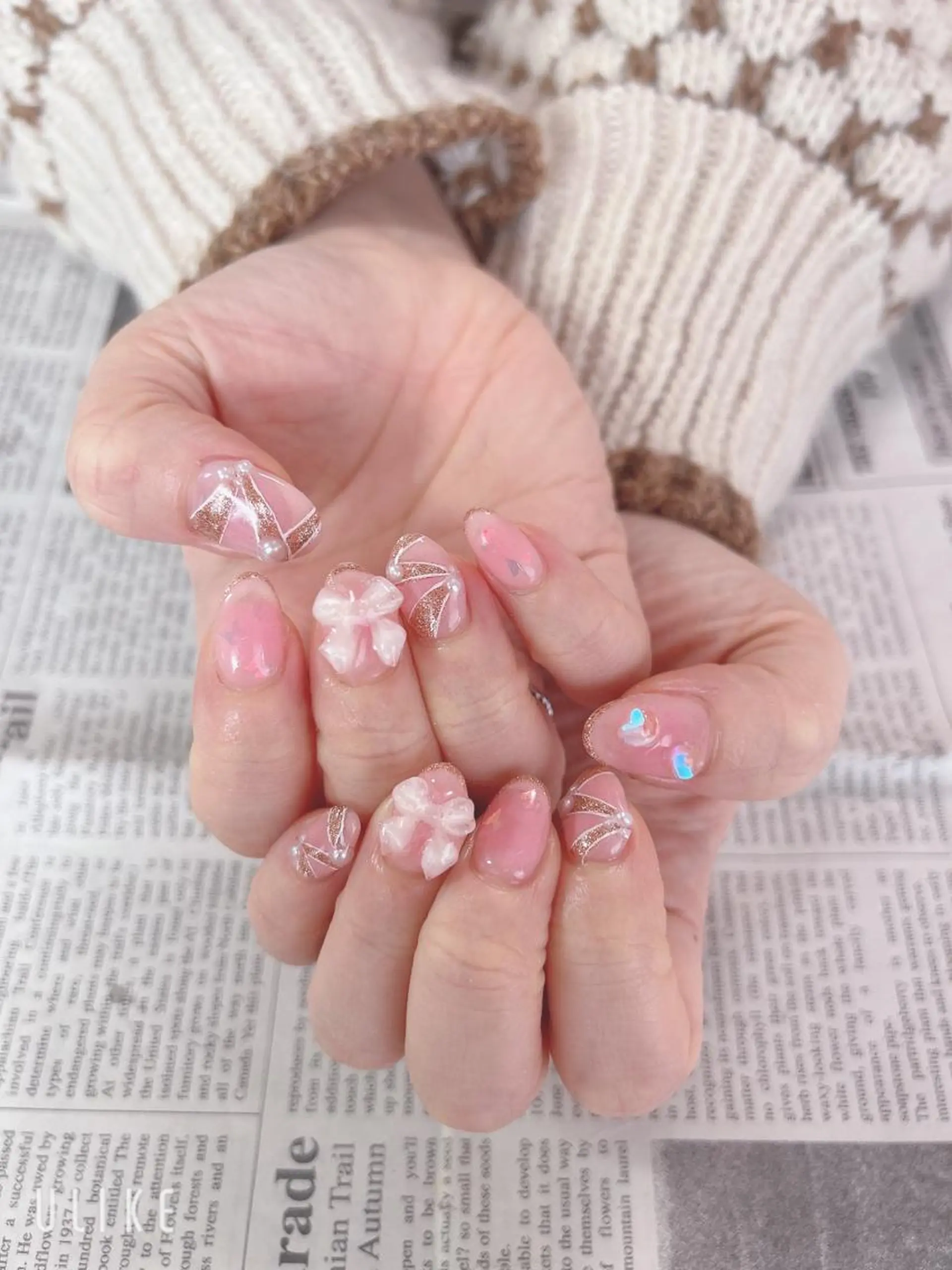 ネイル リボン ハンドネイル ハンドケア 森山 舞のネイルデザイン