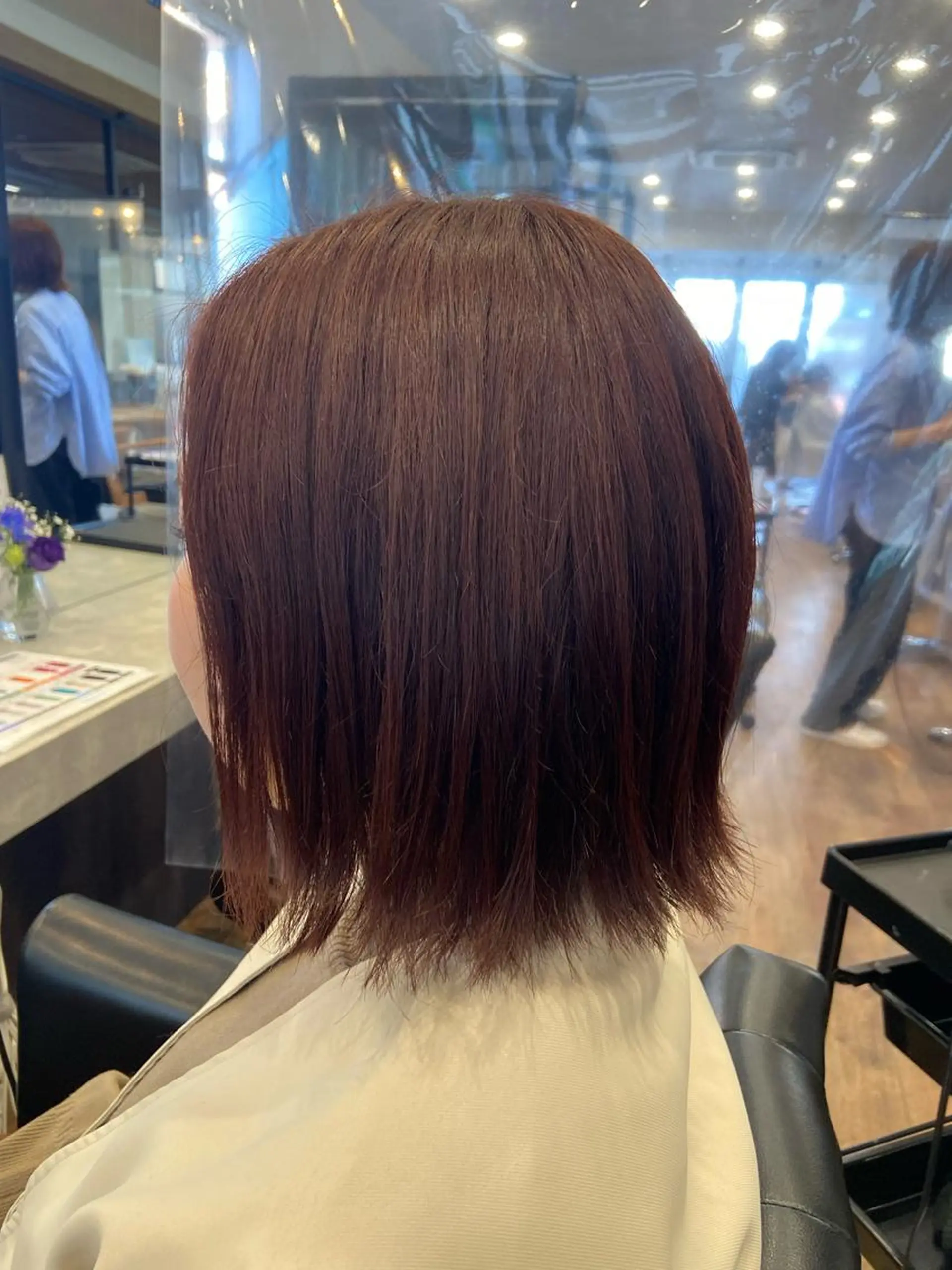 ミディアム カラー ピンクカラー ボブ 外ハネヘア 美容しょうへいの店  西長岡所属・斎藤 舞香のヘアスタイル