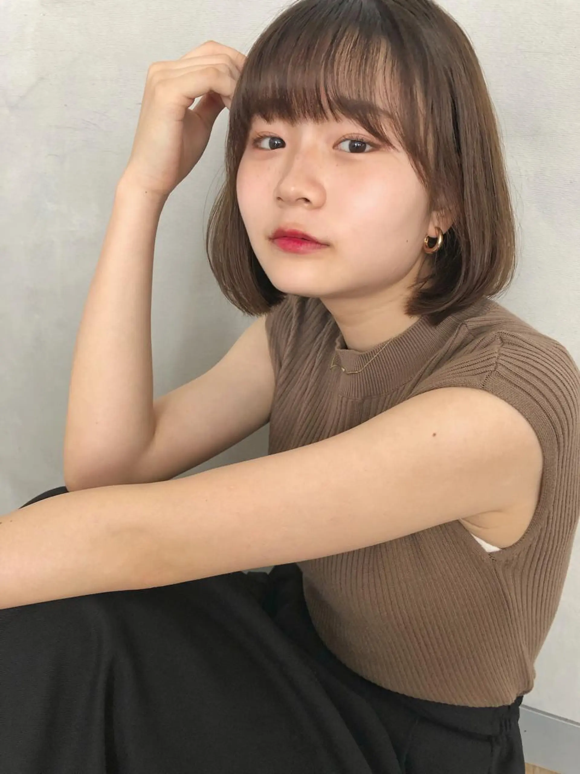 ミディアム カラー ベージュカラー 小顔カット cofy by melt所属・🍎みついじゅん🍏 ボブ指名No.1のヘアスタイル