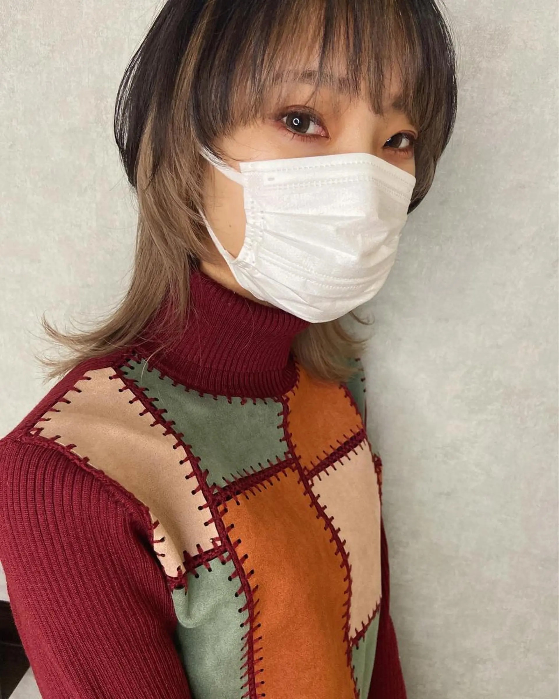 ミディアム ウルフカット カット ヘアカラー トリートメント ヘッドスパ 小田 莉加子のヘアスタイル