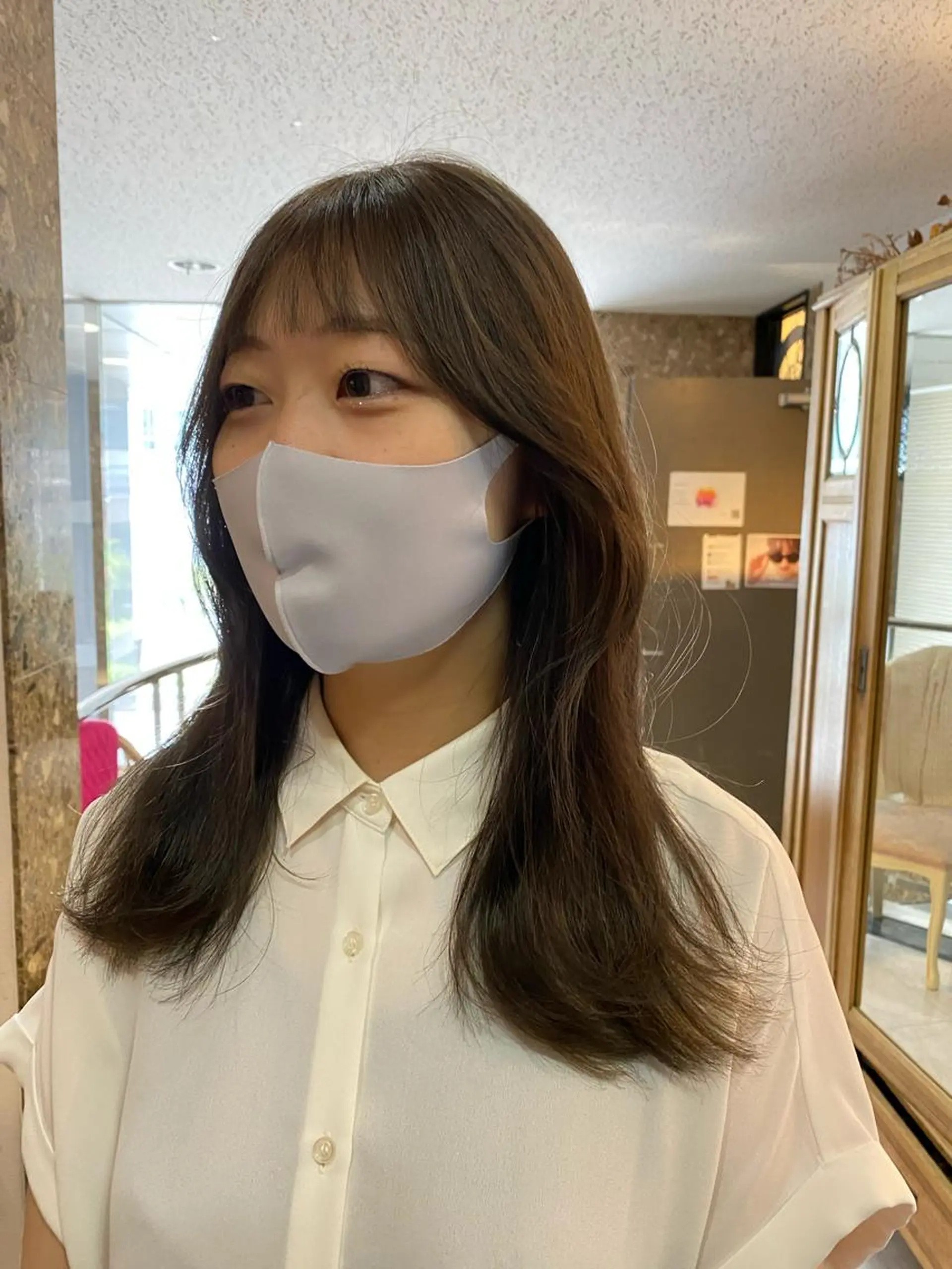 セミロング カラー オリーブグレー くびれヘア Pia hair Design Yakuin所属・Pia ツボイ ケイタのヘアスタイル