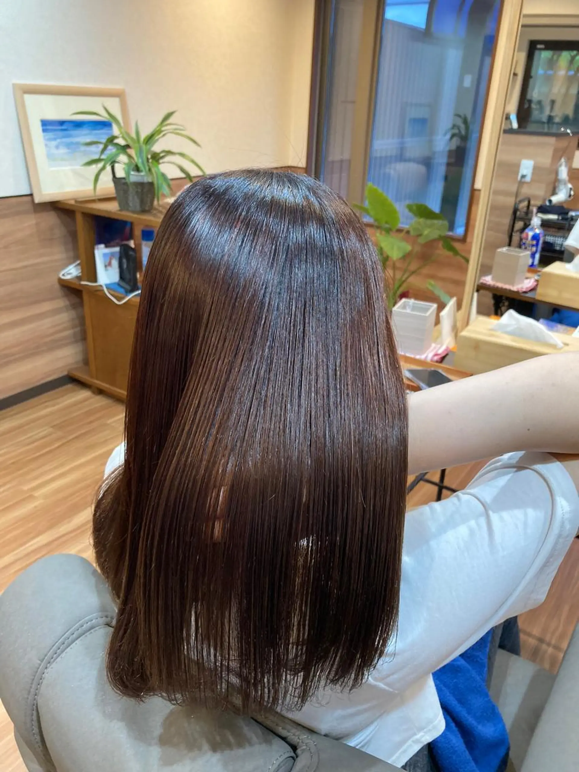 ロング カラー レッドカラー Annon プライベートサロンのヘアスタイル