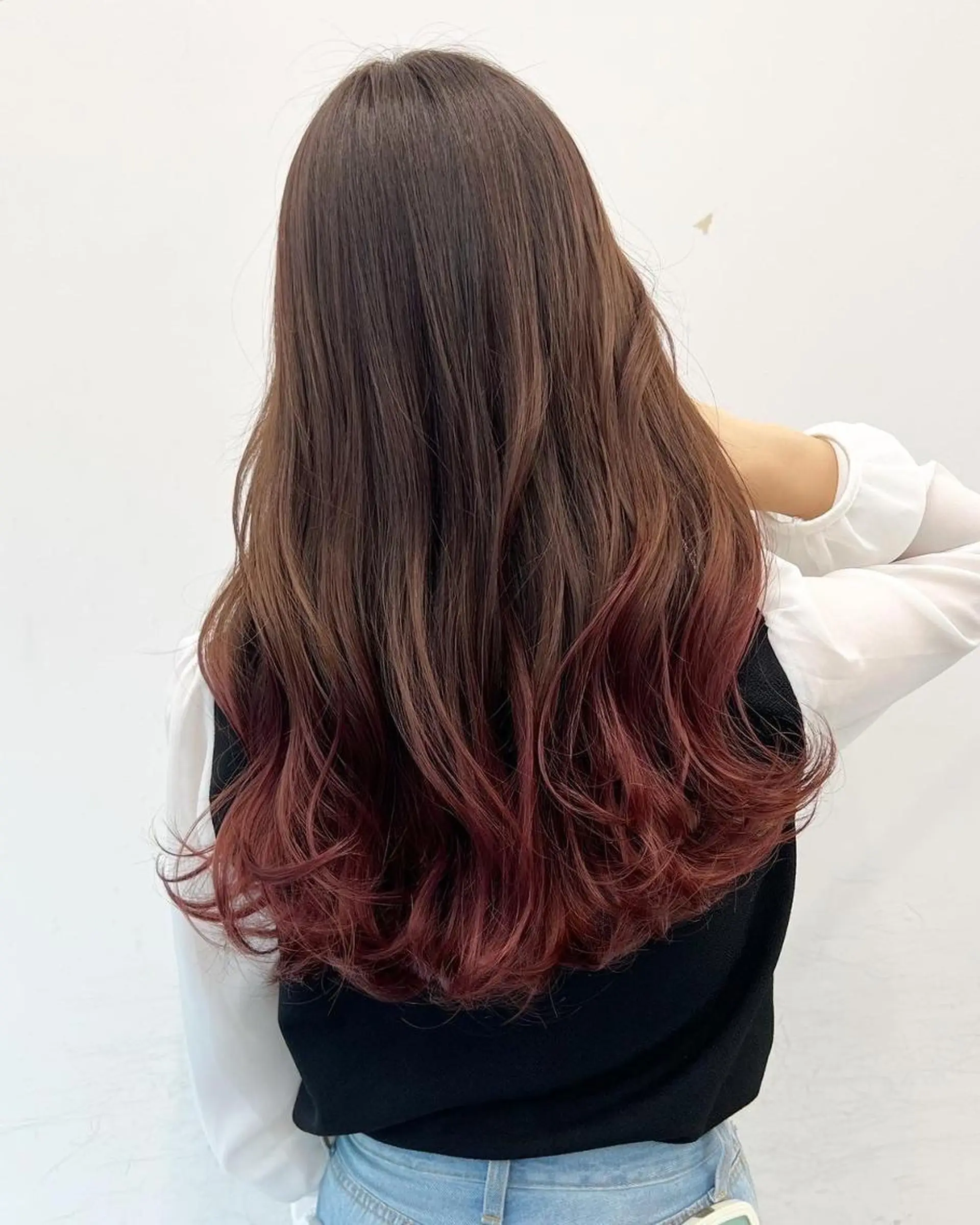 ロング ボブ ハイライト 髪質改善 韓国風ヘア レイヤーカット 【公式】amble luxe 中野のヘアスタイル