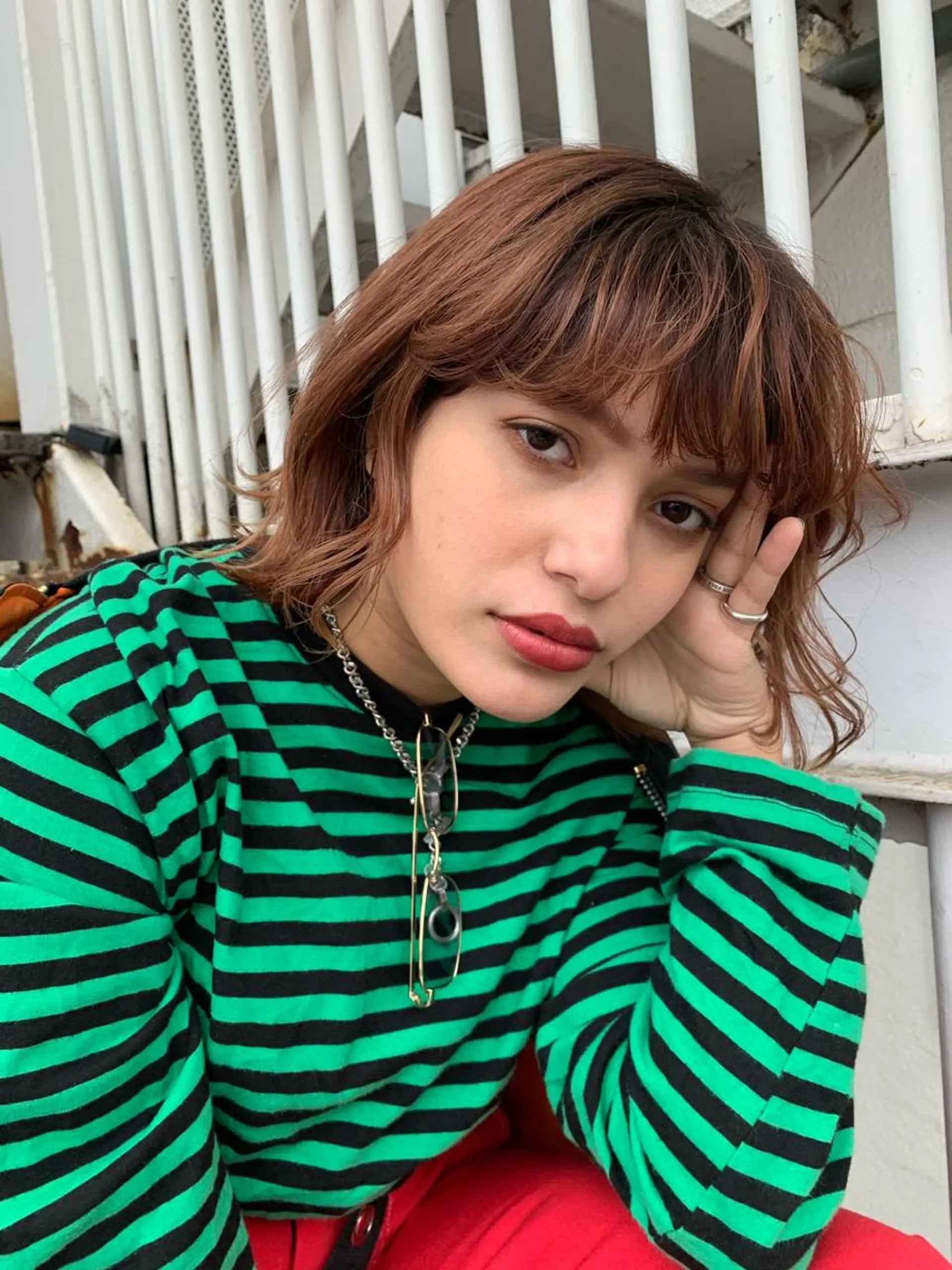 ミディアム カラー ヘアアレンジ ブリーチ ブラウンカラー 透明感カラー ブリーチなしカラー オレンジ カット ヘアカラー トリートメント 艶ハイトーン/ヘア アレンジAYAKAのヘアスタイル