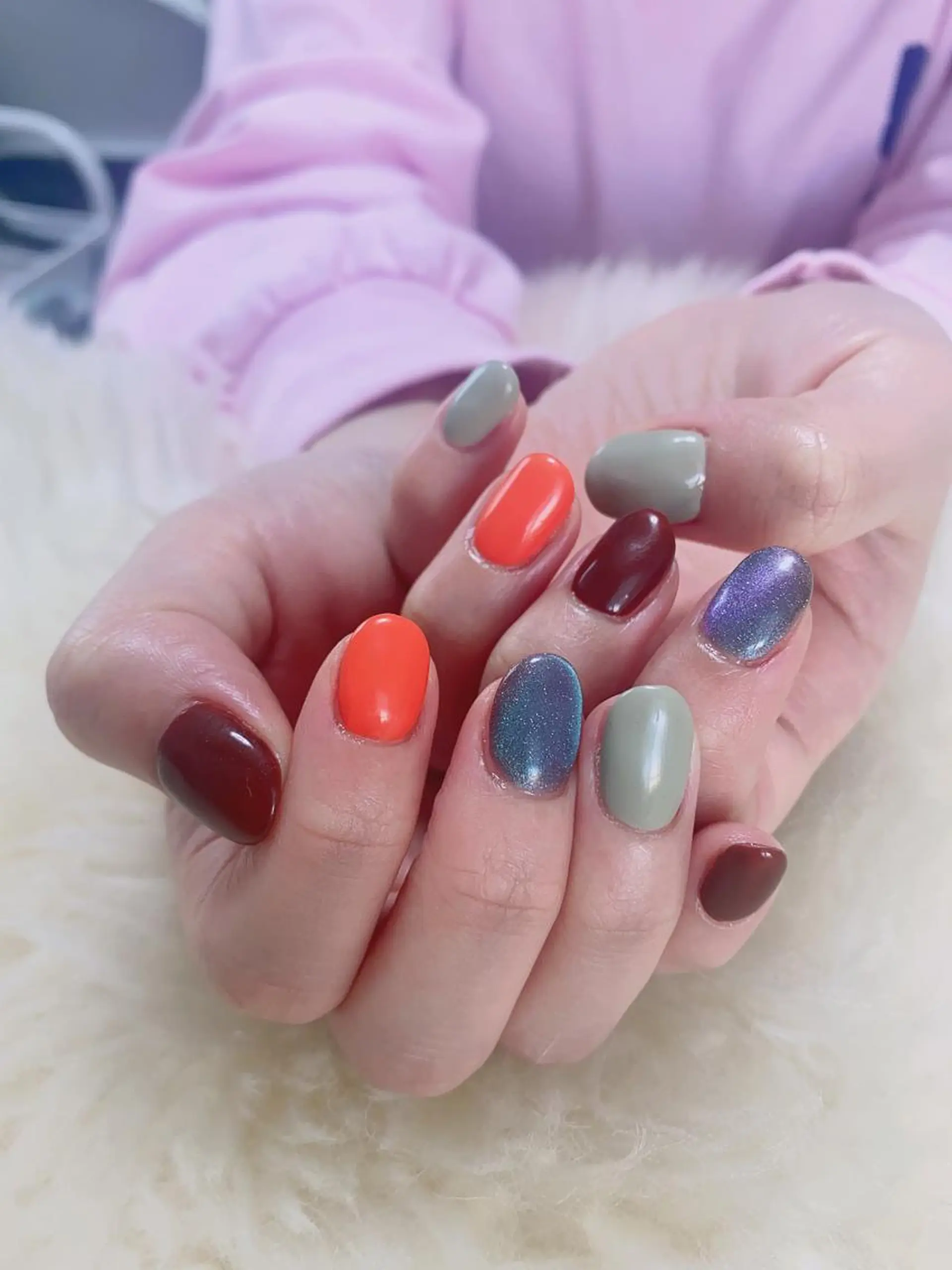 ミディアム ハンドネイル ハンドケア 💜MIYA nail川崎店のネイルデザイン