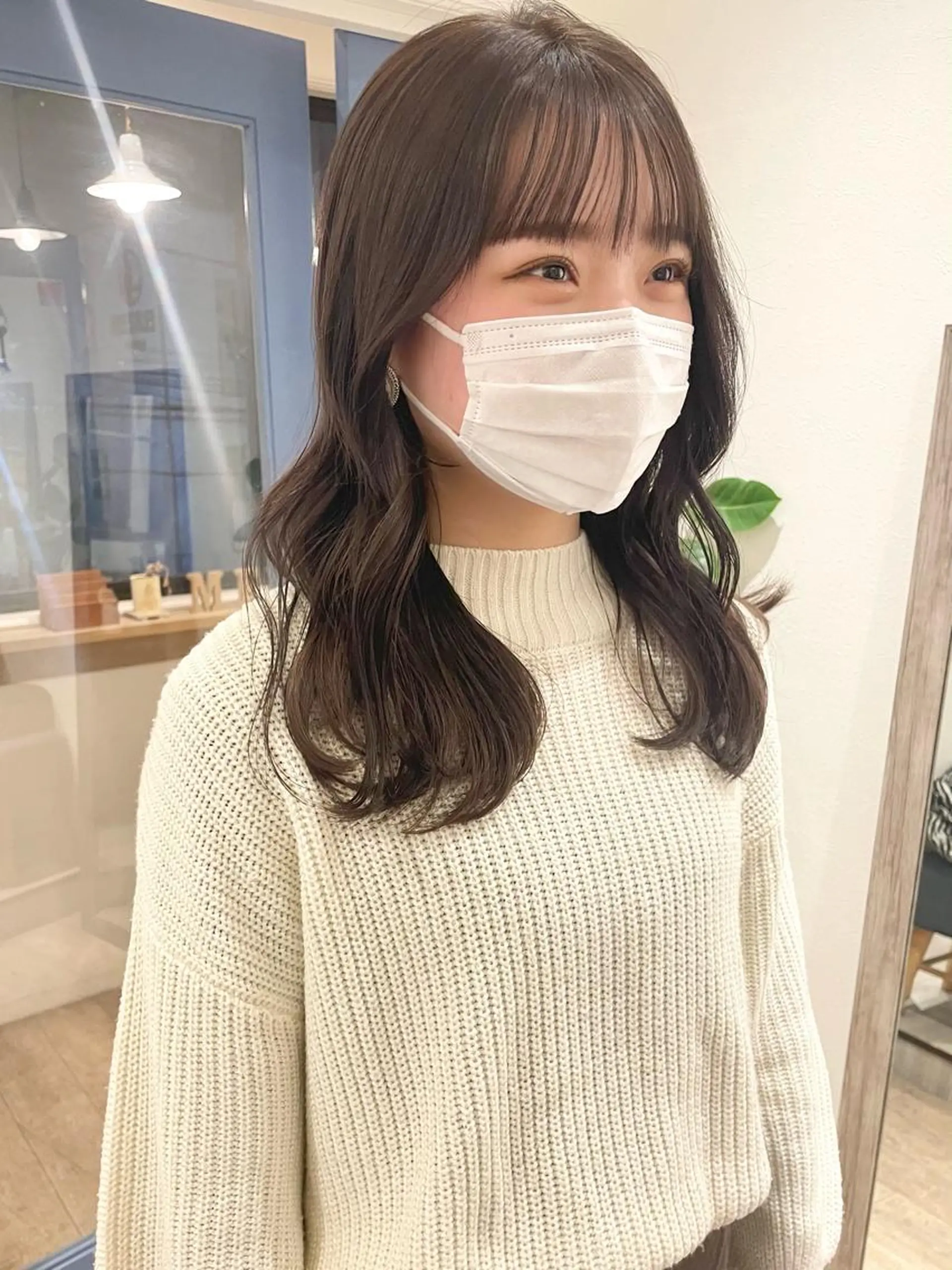 セミロング ラベンダーベージュ ボブ くびれヘア 顔まわりレイヤー 伸ばしかけ 🩰オリーブ/ ベージュ松本咲花🩰のヘアスタイル