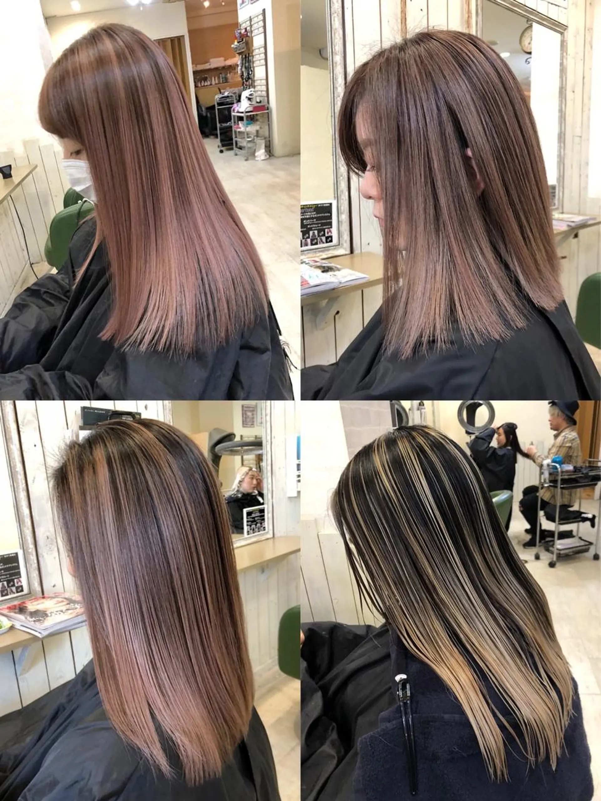 セミロング レイヤーカット カット ヘアカラー 韓国レイヤー外国人風 透明感カラー髪質改善のヘアスタイル