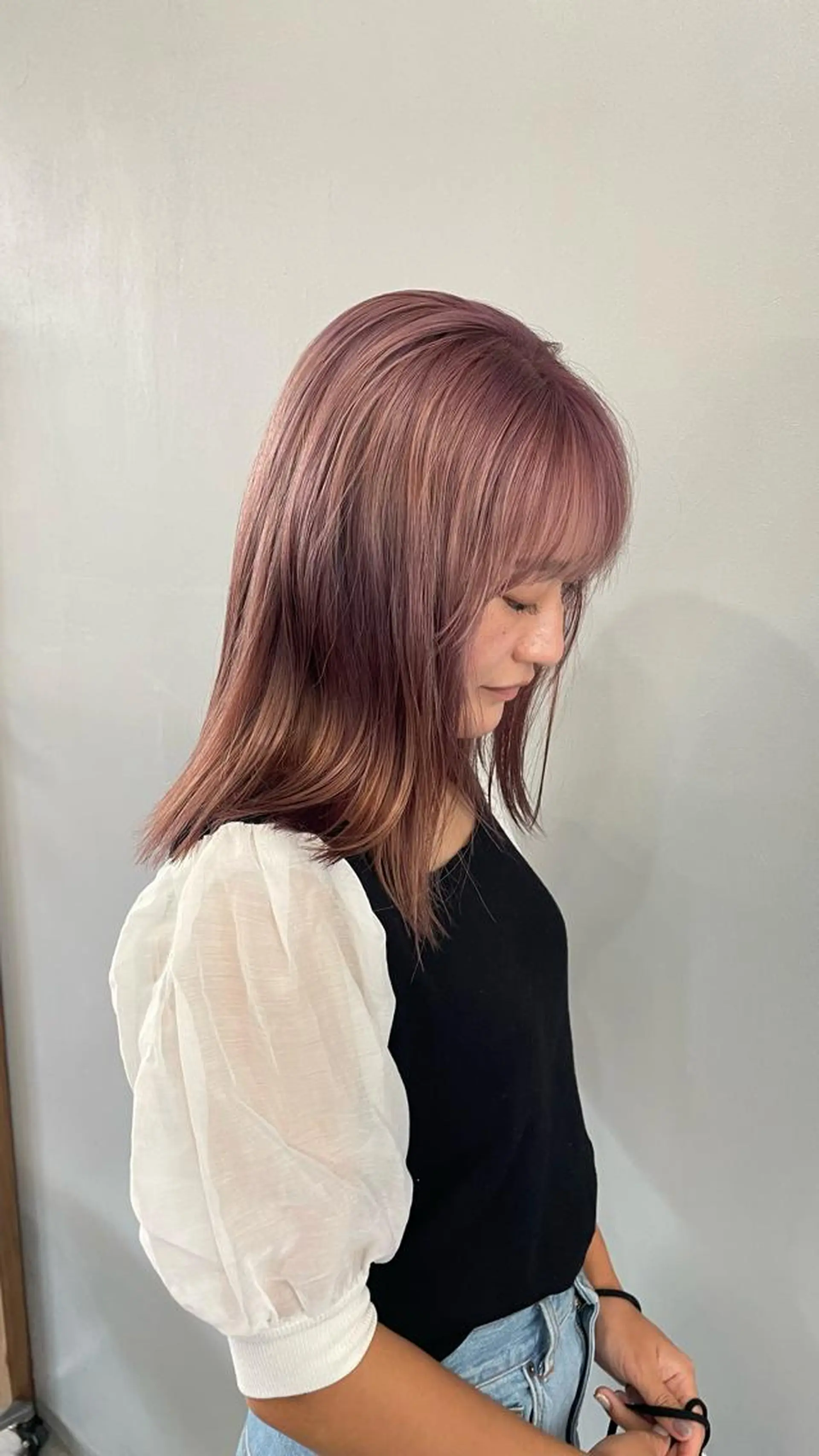 ミディアム カラー ヘアアレンジ ベージュカラー ピンクカラー ピンクベージュ ヘアカラー トリートメント ヘアセット 💐ナチュラルヘア Kroda💐のヘアスタイル