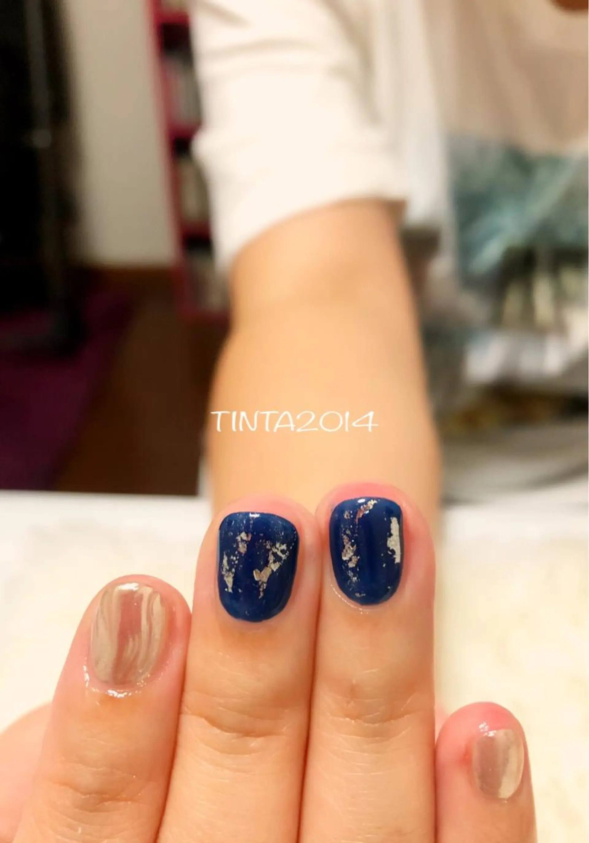 ネイル ミラーネイル ネイビー ネイルサロン ティンタ所属・馬場 典子のネイルデザイン