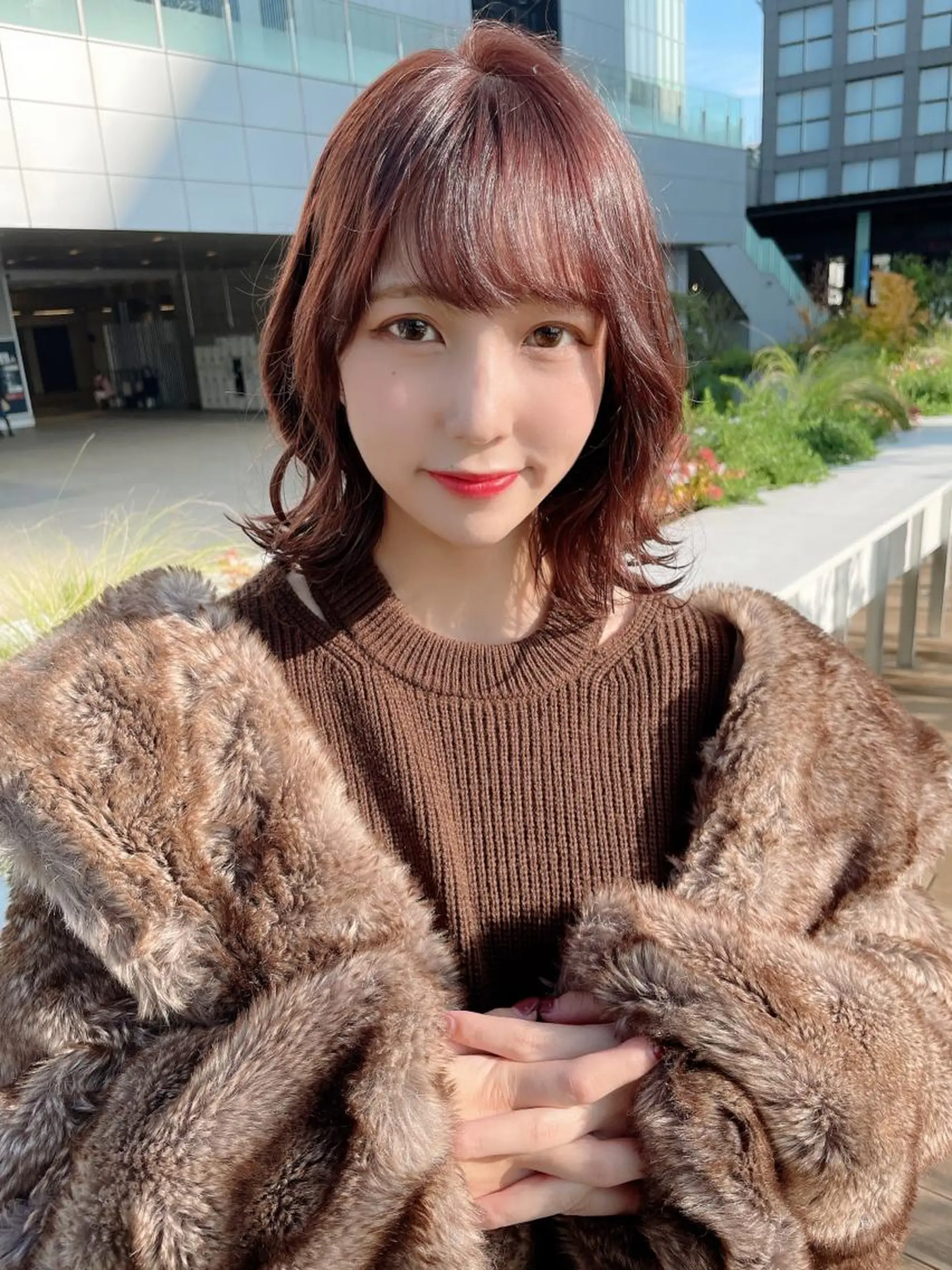 ミディアム カラー ヘアアレンジ 顔周りカット/髪質改 善/新宿/畑中稔里のヘアスタイル