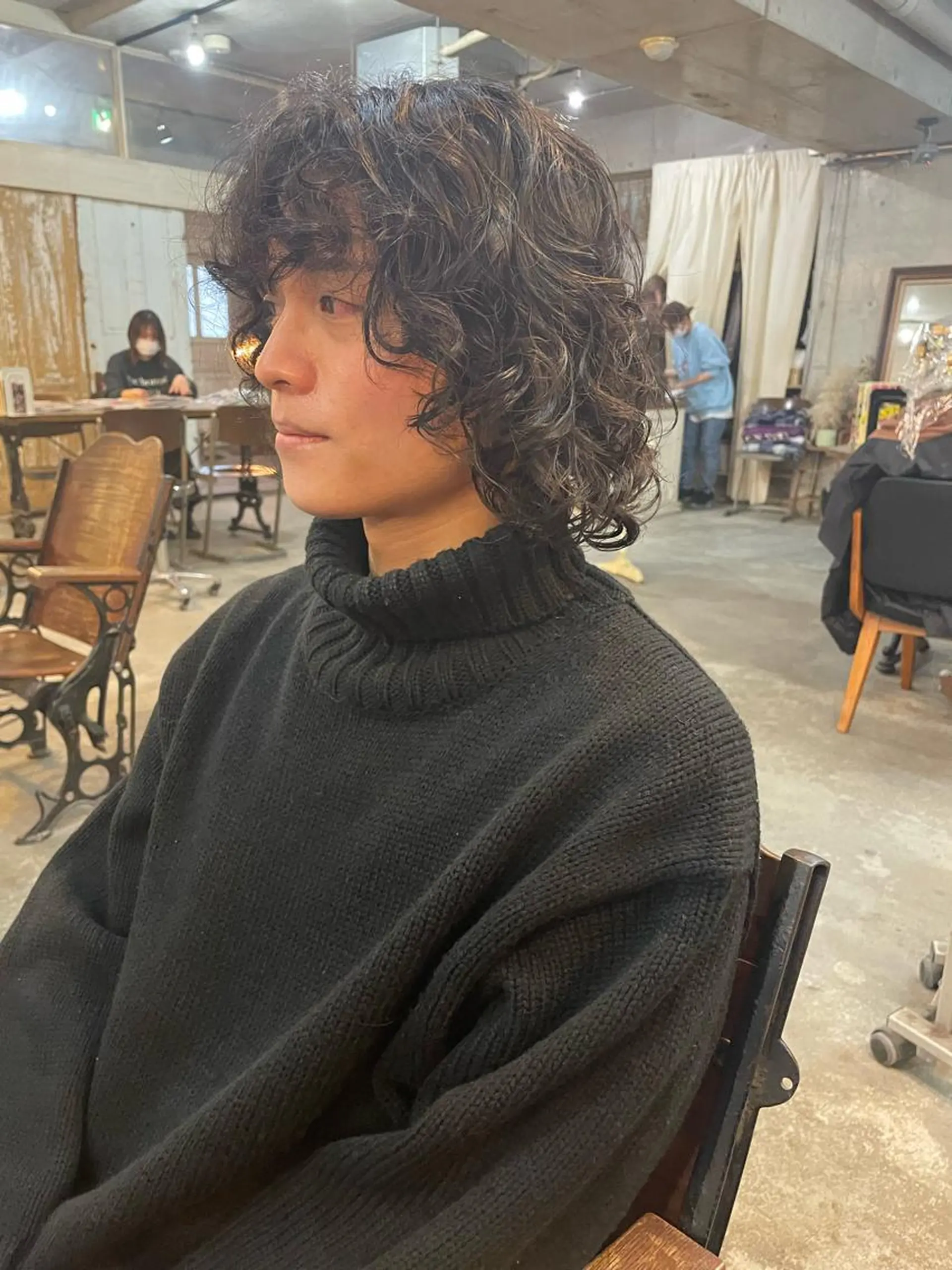 ミディアム パーマ メンズ カット パーマ トリートメント 南堀江🌿パーマ Tetsu【テツ】のヘアスタイル