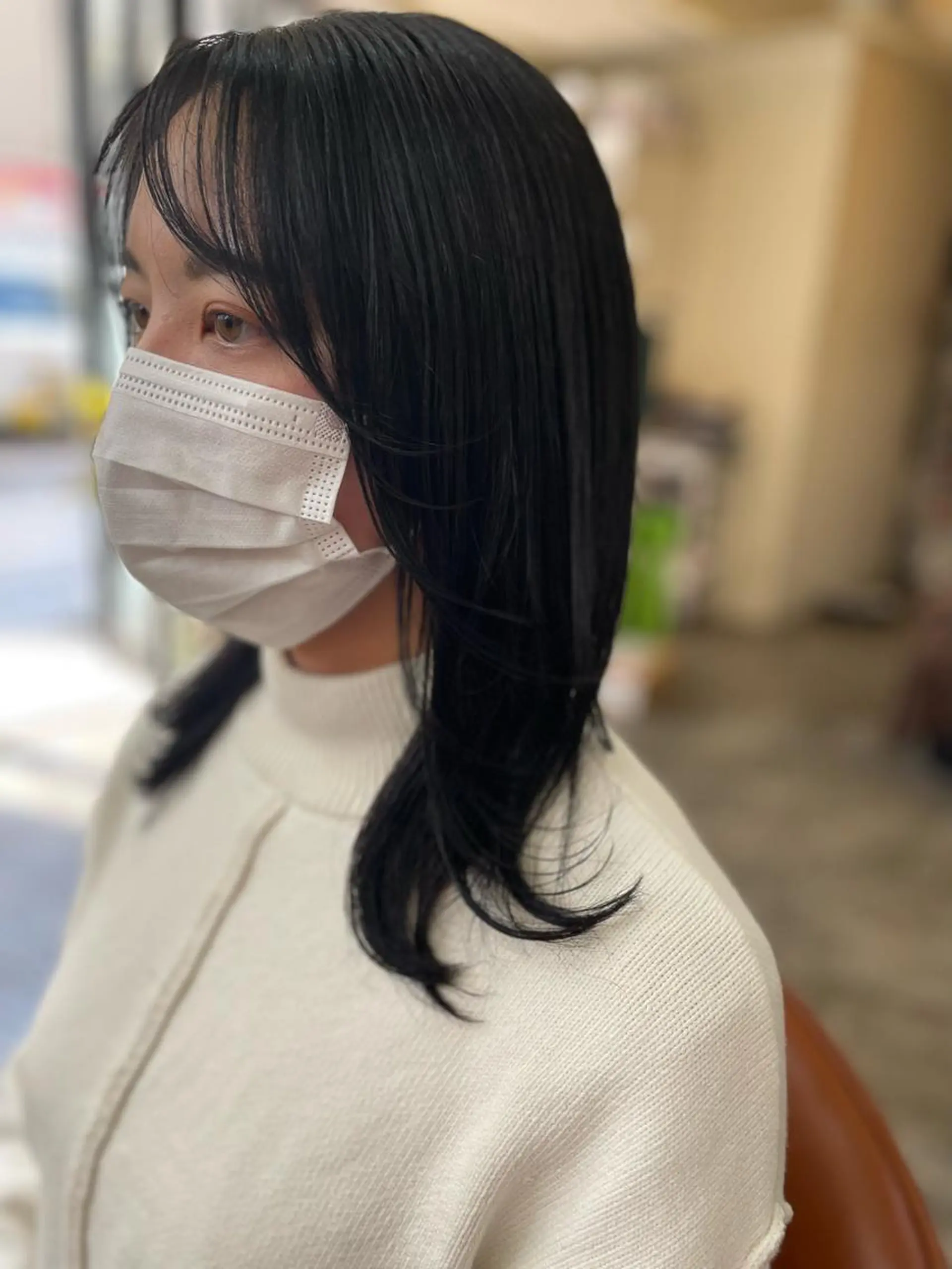 ミディアム カラー 黒髪 クセ毛特化サロン うめのヘアスタイル