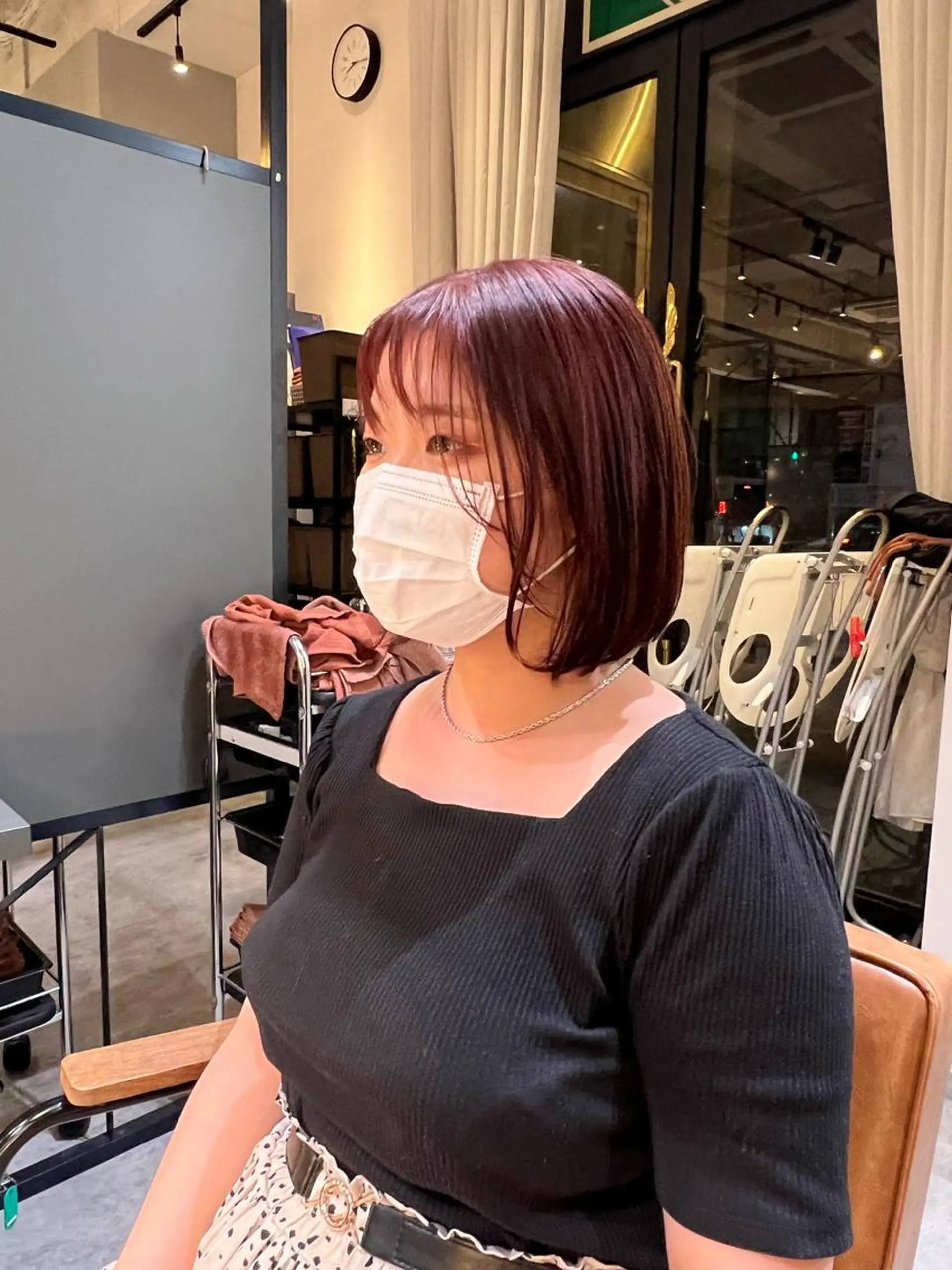 ミディアム カラー ブリーチ ブリーチなしカラー ピンクカラー 髪質改善ストレート Kantaのヘアスタイル