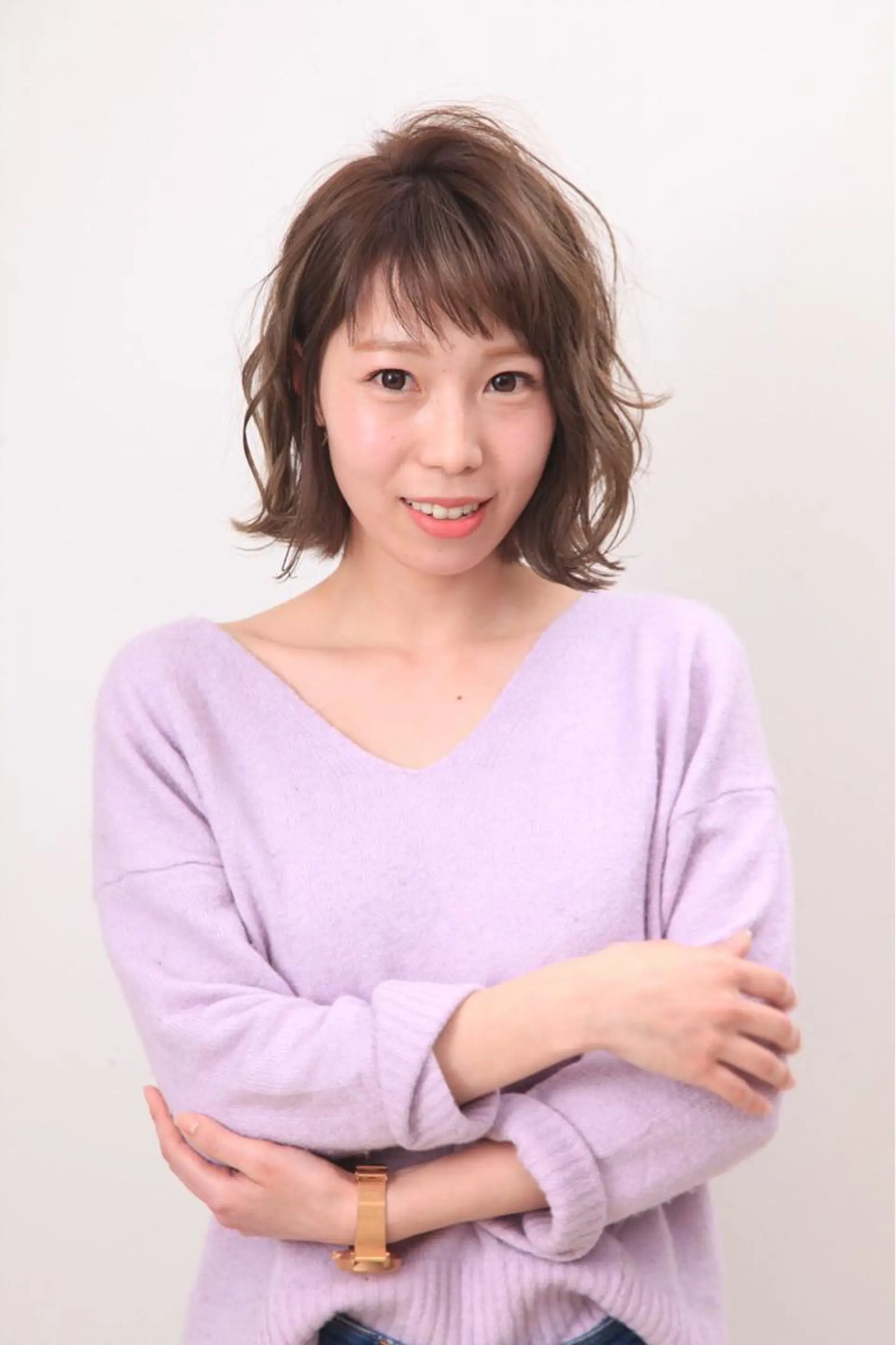 ミディアム カラー パーマ ヘアアレンジ 永井 悠大のヘアスタイル