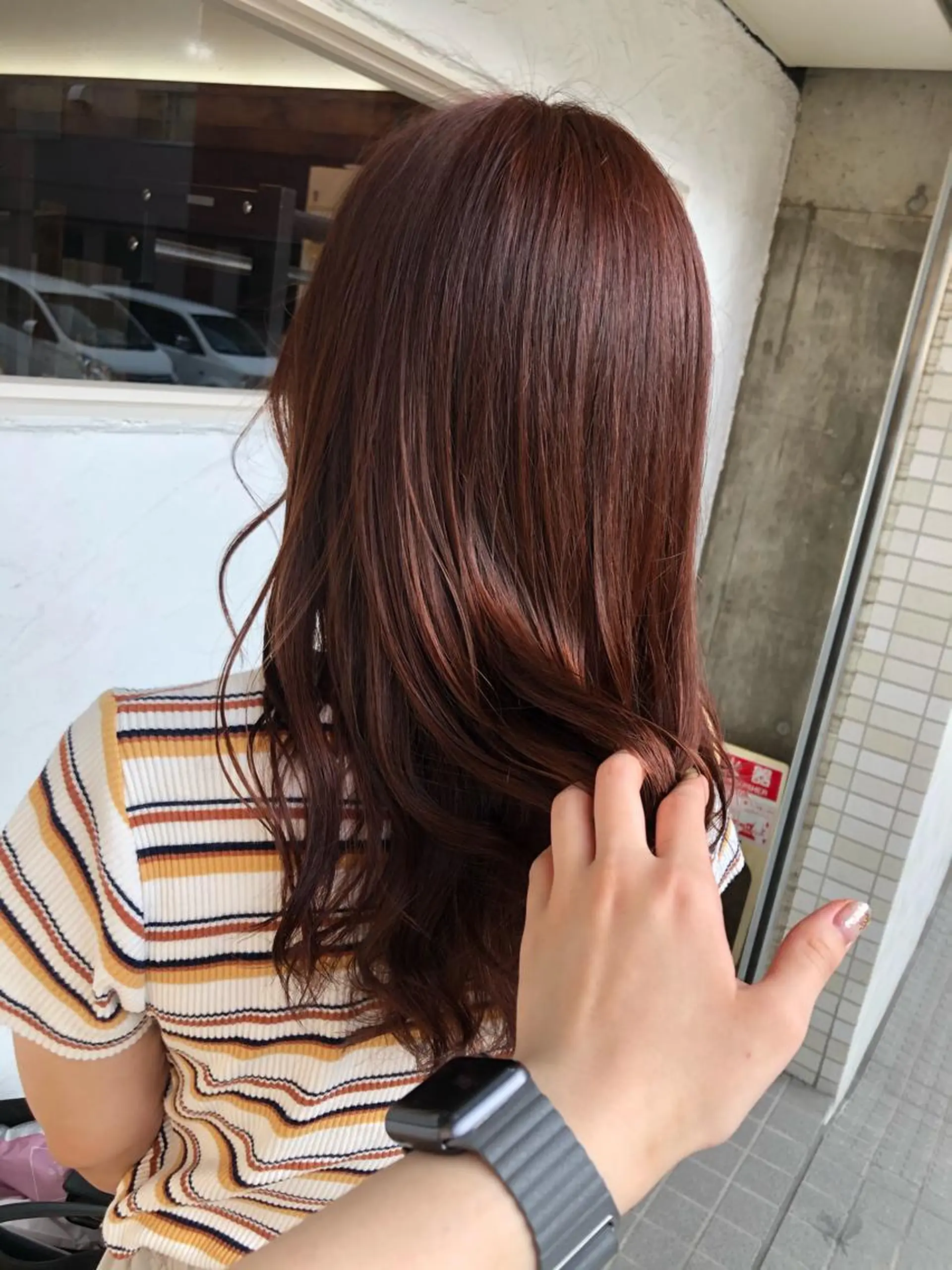 カラー オレンジ ピンクカラー カット ヘアカラー トリートメント 後藤 陽花子のヘアスタイル