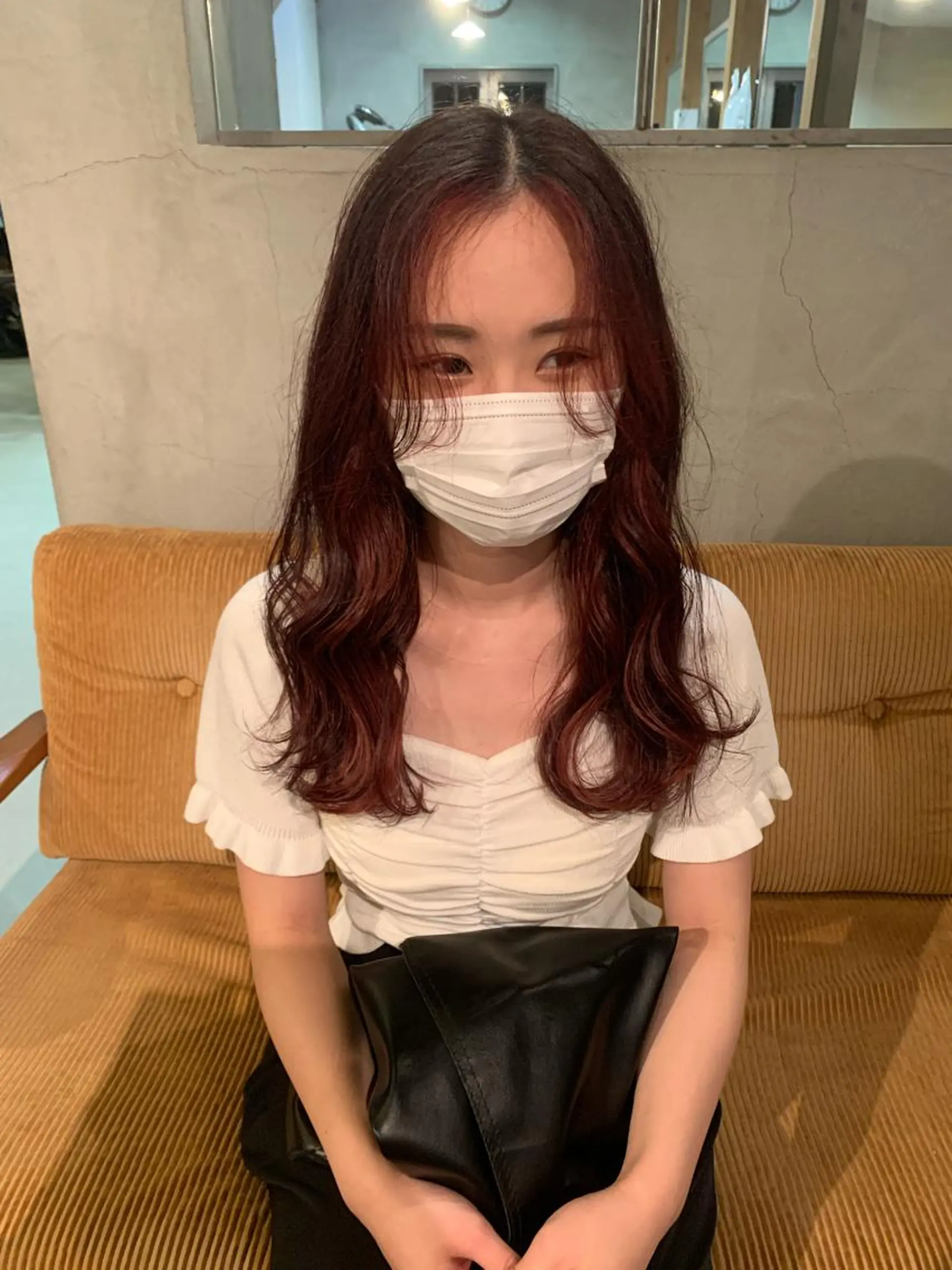 ロング カラー ミストバング  フェイスフレーミング レイヤー/韓国ヘア 杉浦結梨のヘアスタイル