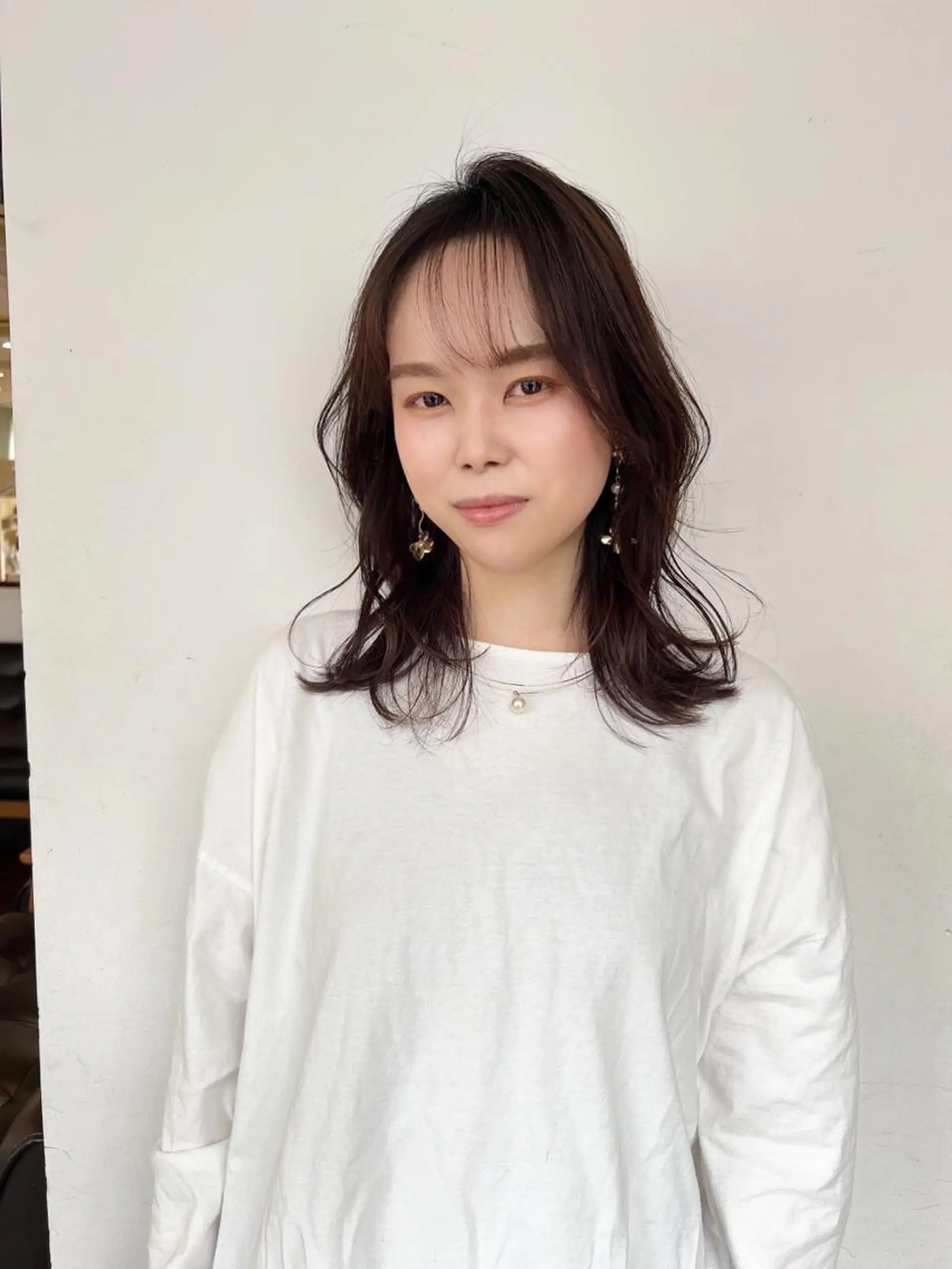 ミディアム 韓国風ヘア おくれ毛 カット トリートメント 小田裕也 チャンモリパーマのヘアスタイル