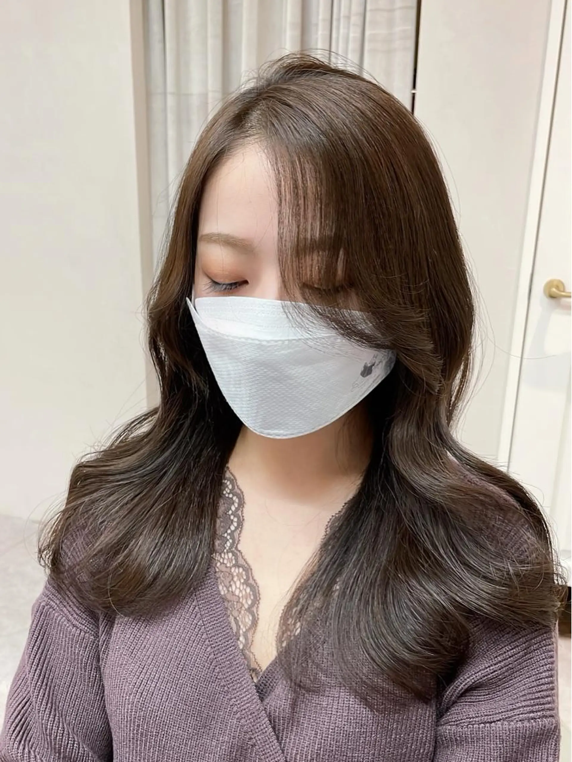 セミロング カラー 本格韓国ヘア🇰🇷 【uni】キューさんのヘアスタイル