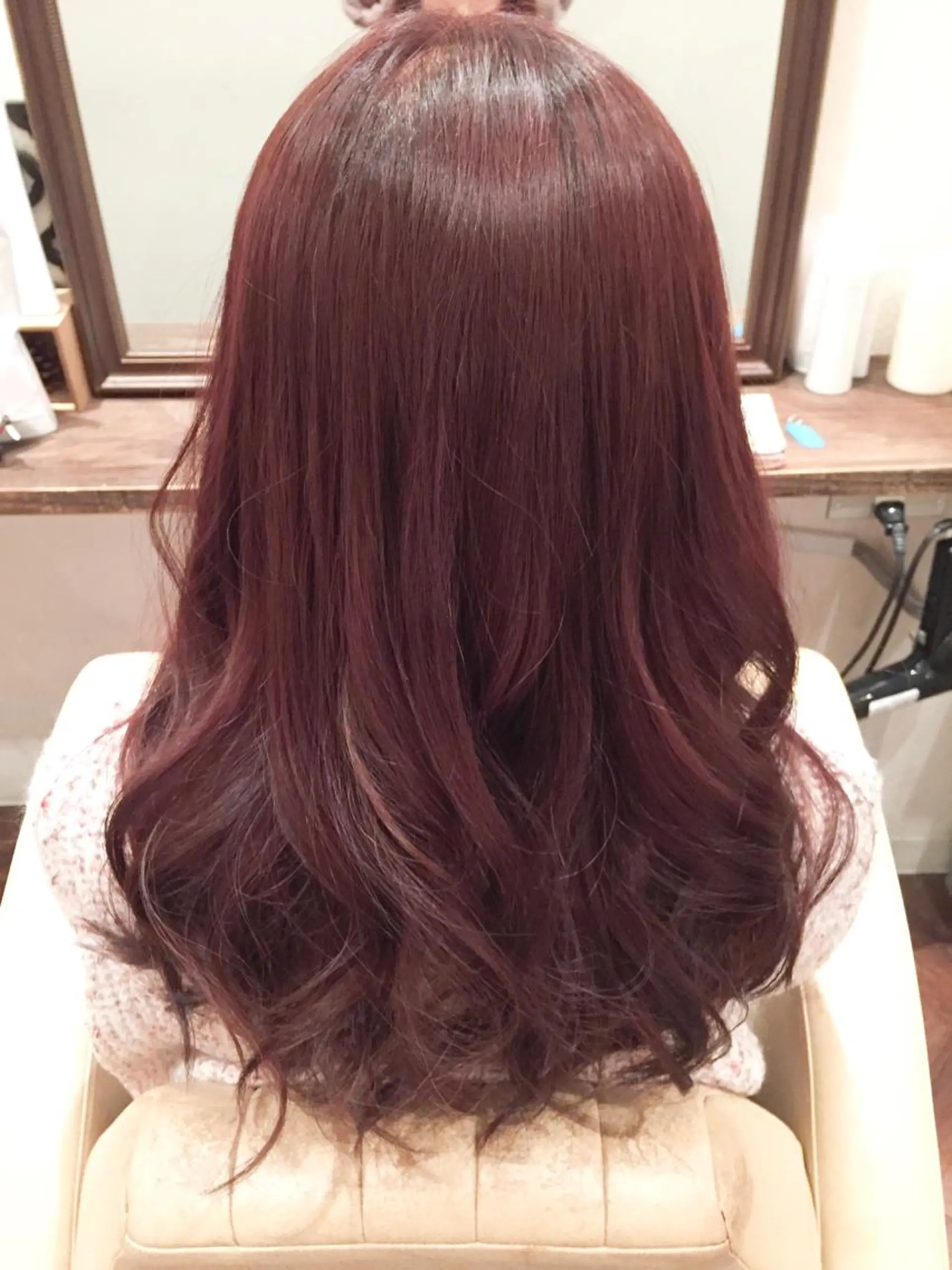 ロング カラー レッドカラー ヘアカラー いしだ みさきのヘアスタイル