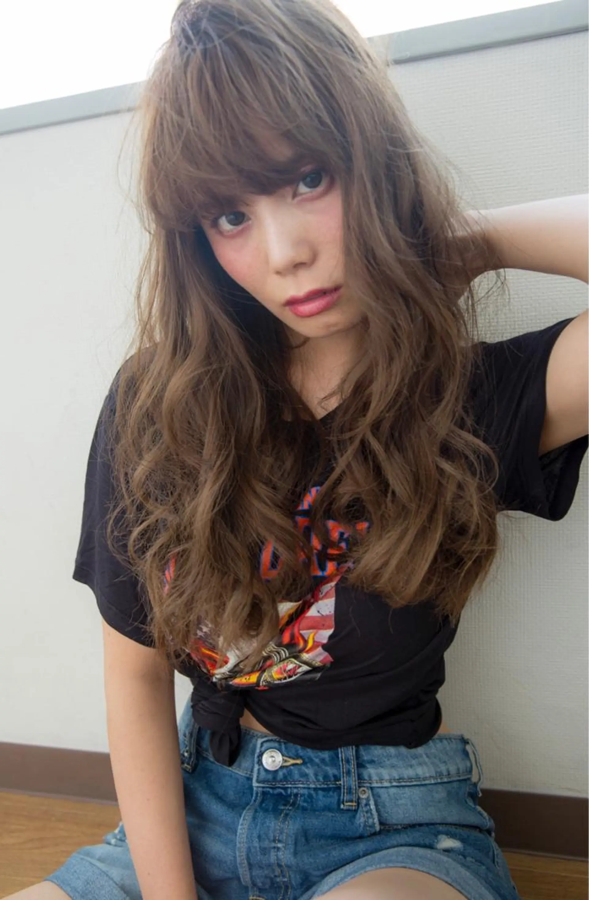 ロング カラー ベージュカラー シアーベージュ カット パーマ attrait店長/ 柿本理沙のヘアスタイル