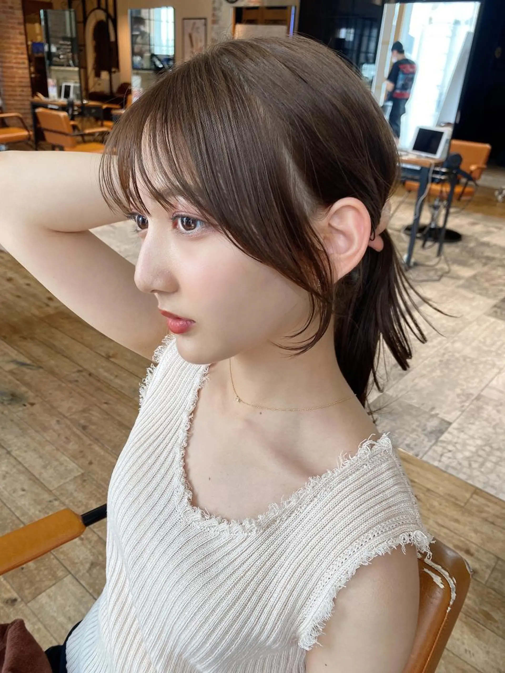 セミロング カラー ベージュカラー ブラウンカラー ブラウンベージュ くびれヘア 顔周りカット カット ヘアカラー トリートメント 顔周り/くびれヘア 韓国ヘア💕風間るなのヘアスタイル