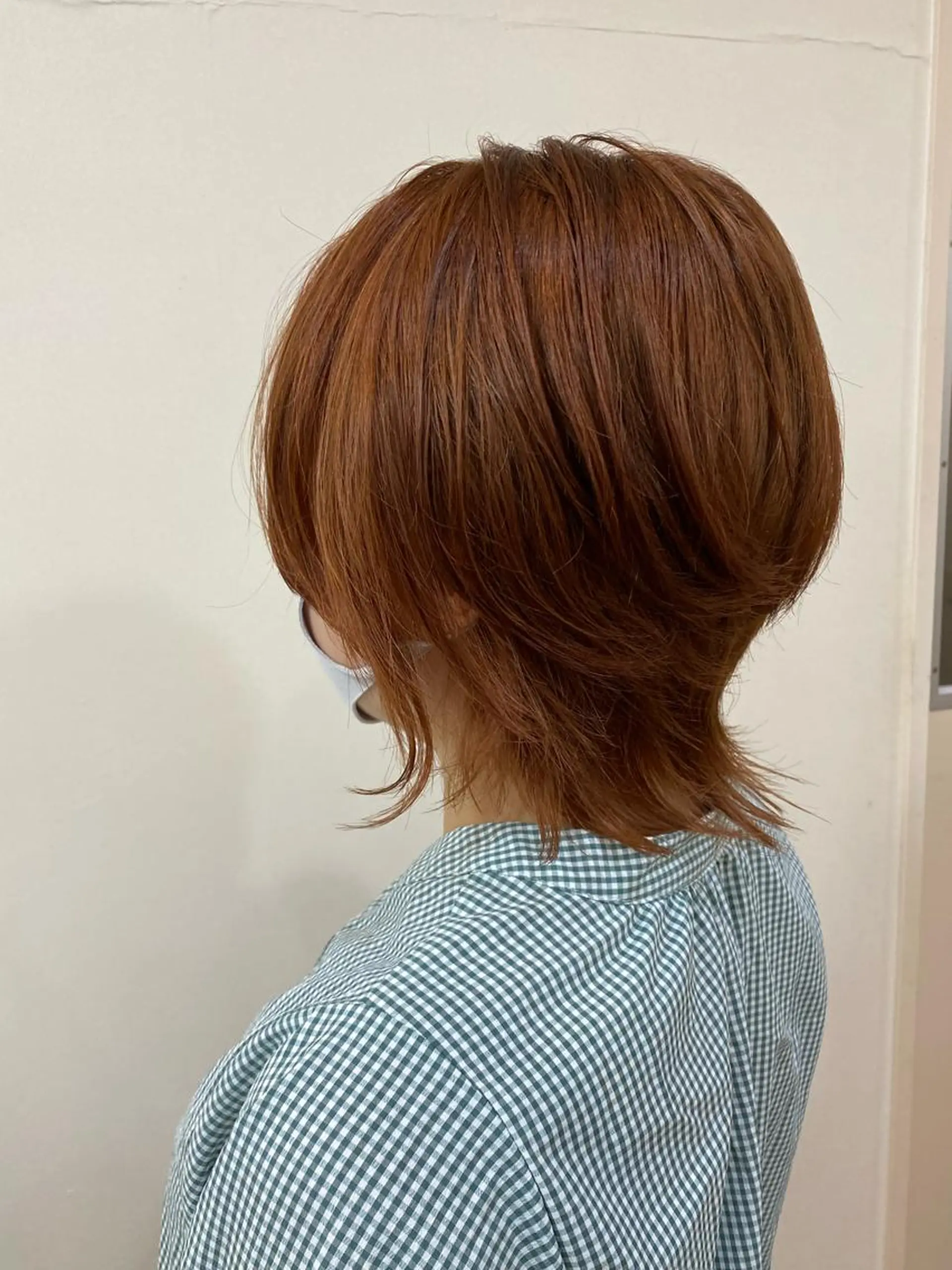 ミディアム カラー オレンジ ウルフカット Ricci小針店所属・小池 隼人のヘアスタイル