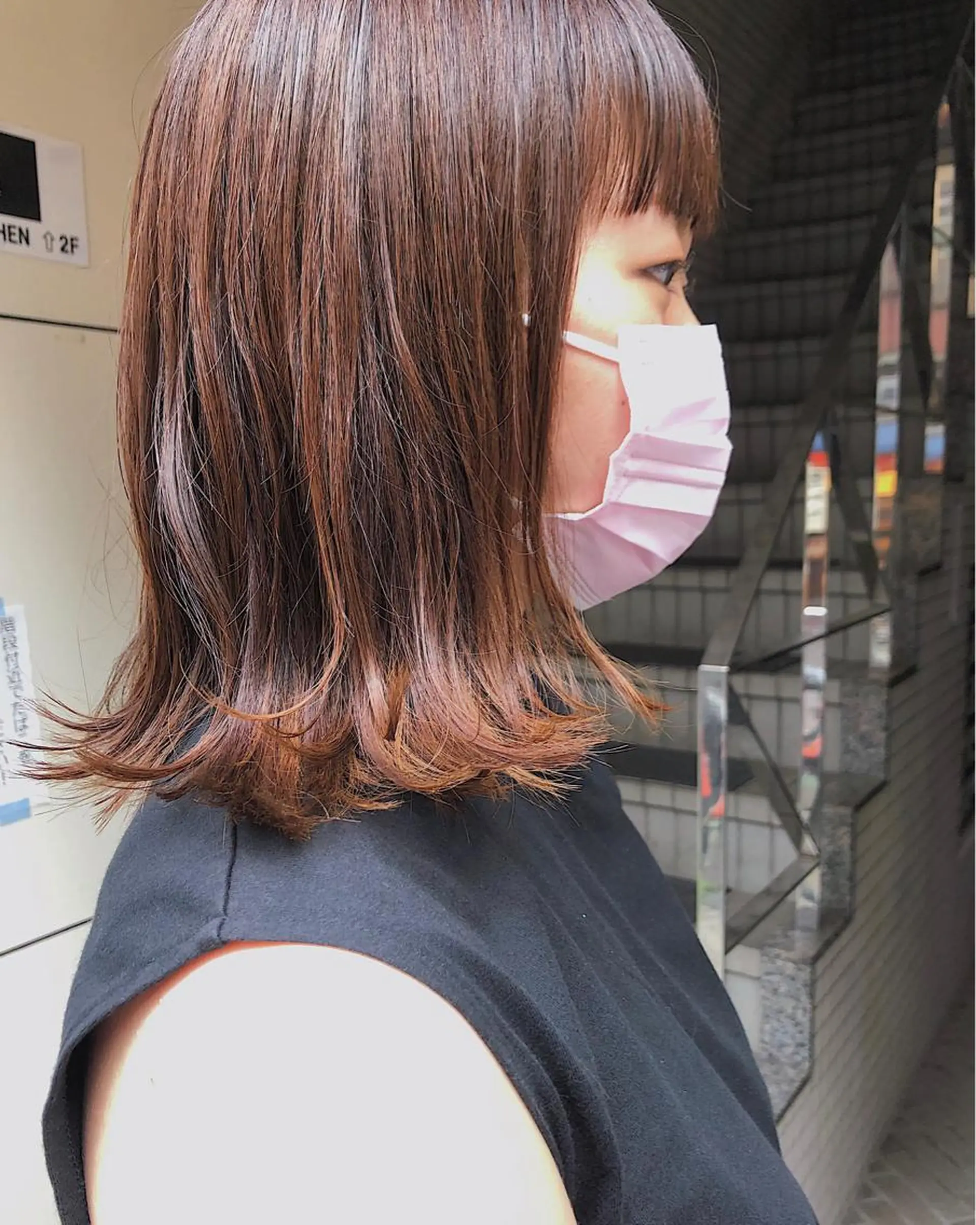 ミディアム カラー パーマ 長井 美佳のヘアスタイル