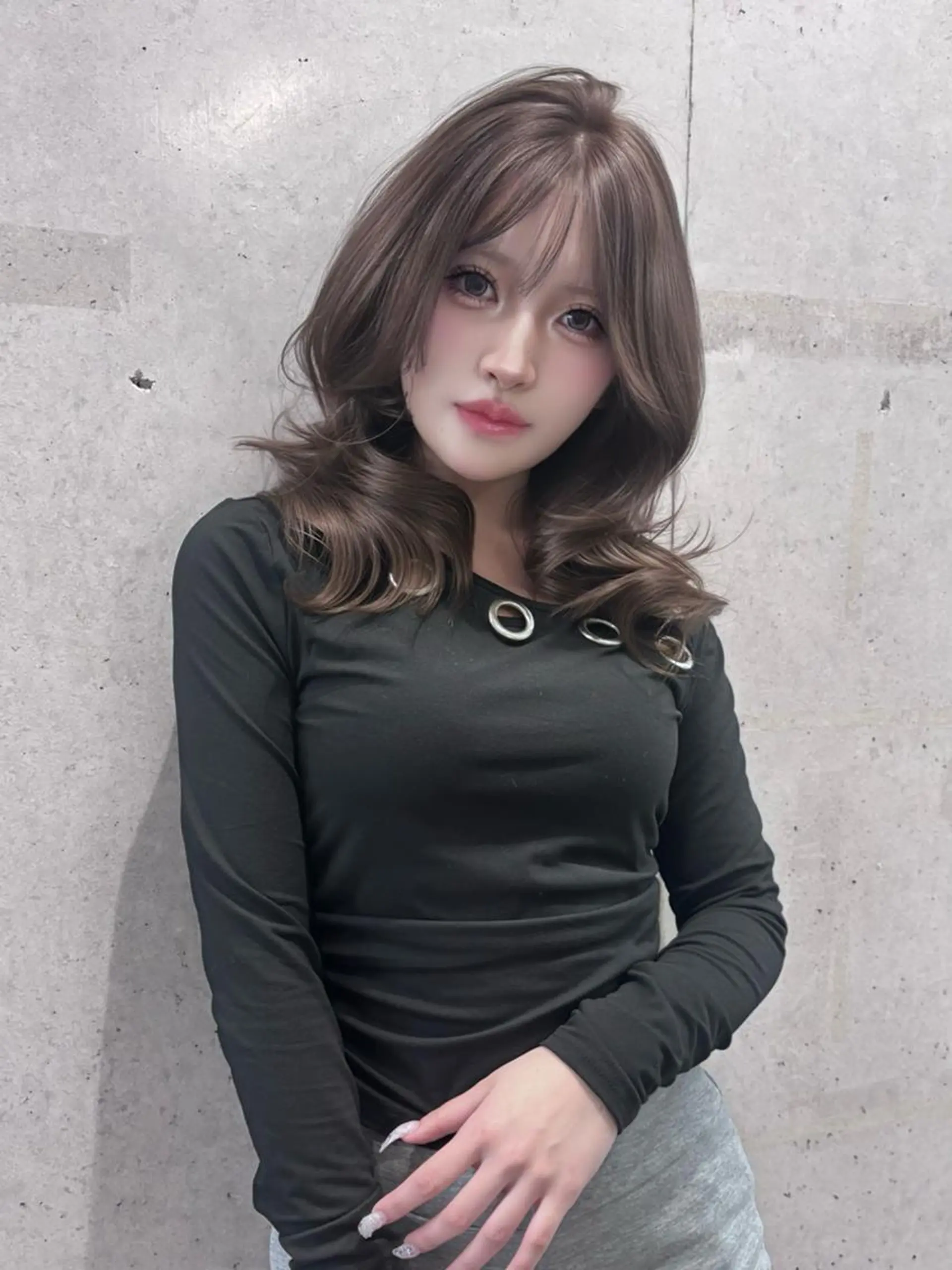 カラー セミロング ベージュカラー ブリーチ 透明感カラー グレージュ ヘーゼル ヘアカラー 韓国ヘア💖Wカラー 💖透明感カラー💖のヘアスタイル