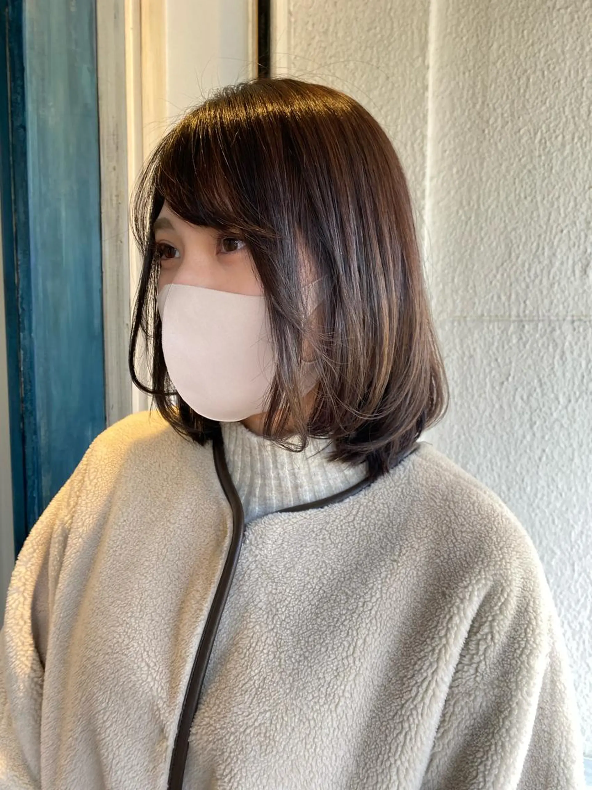 ミディアム 縮毛矯正 saya/似合わせ /透明感カラーのヘアスタイル