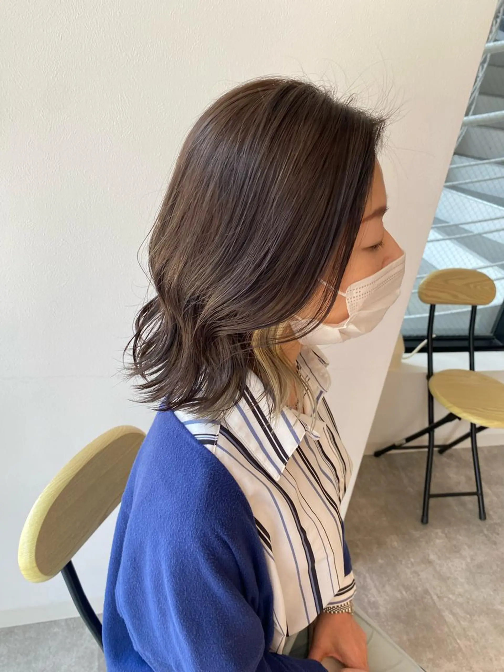 ミディアム カラー ベージュカラー グレージュ ホワイトベージュ カット ヘアカラー オスズ 🎀´-のヘアスタイル