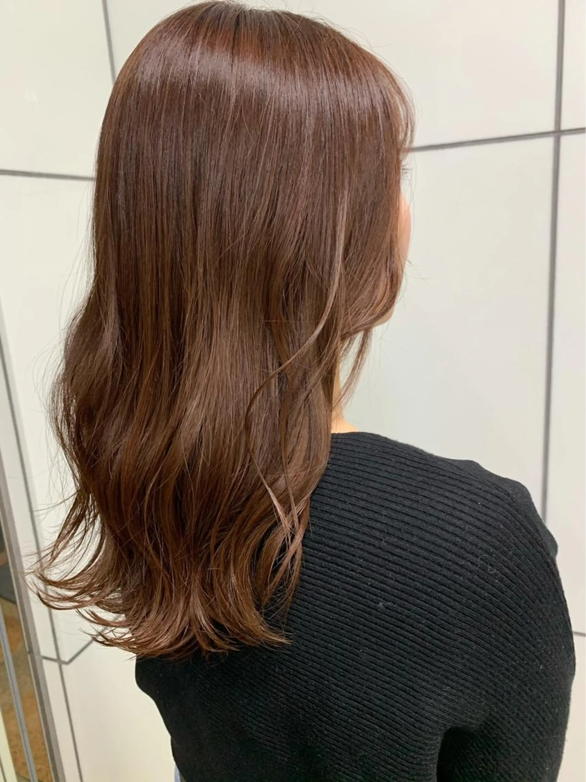 セミロング カラー ヘアアレンジ アッシュ ミストバング ベージュカラー 黒髪 ブリーチ maoブリーチ無し 似合わせカラーのヘアスタイル