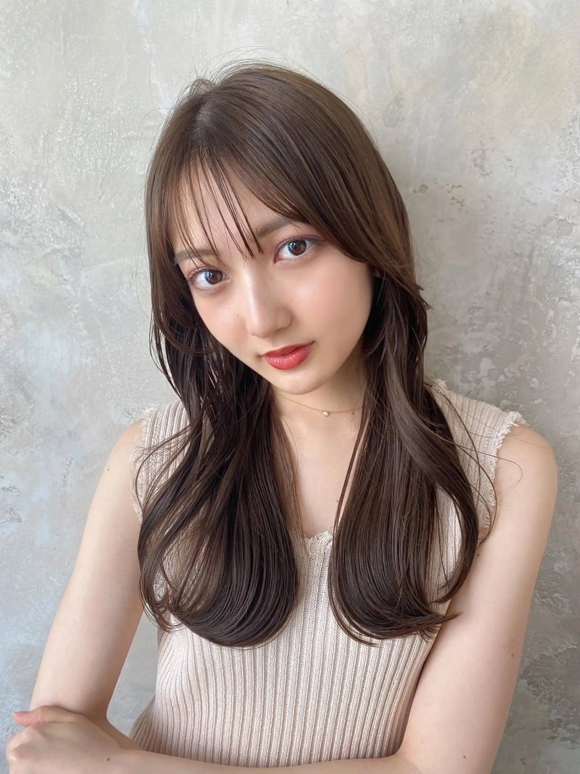 セミロング カラー ベージュカラー ブラウンカラー ブラウンベージュ くびれヘア カット ヘアカラー 顔周り/くびれヘア 韓国ヘア💕風間るなのヘアスタイル