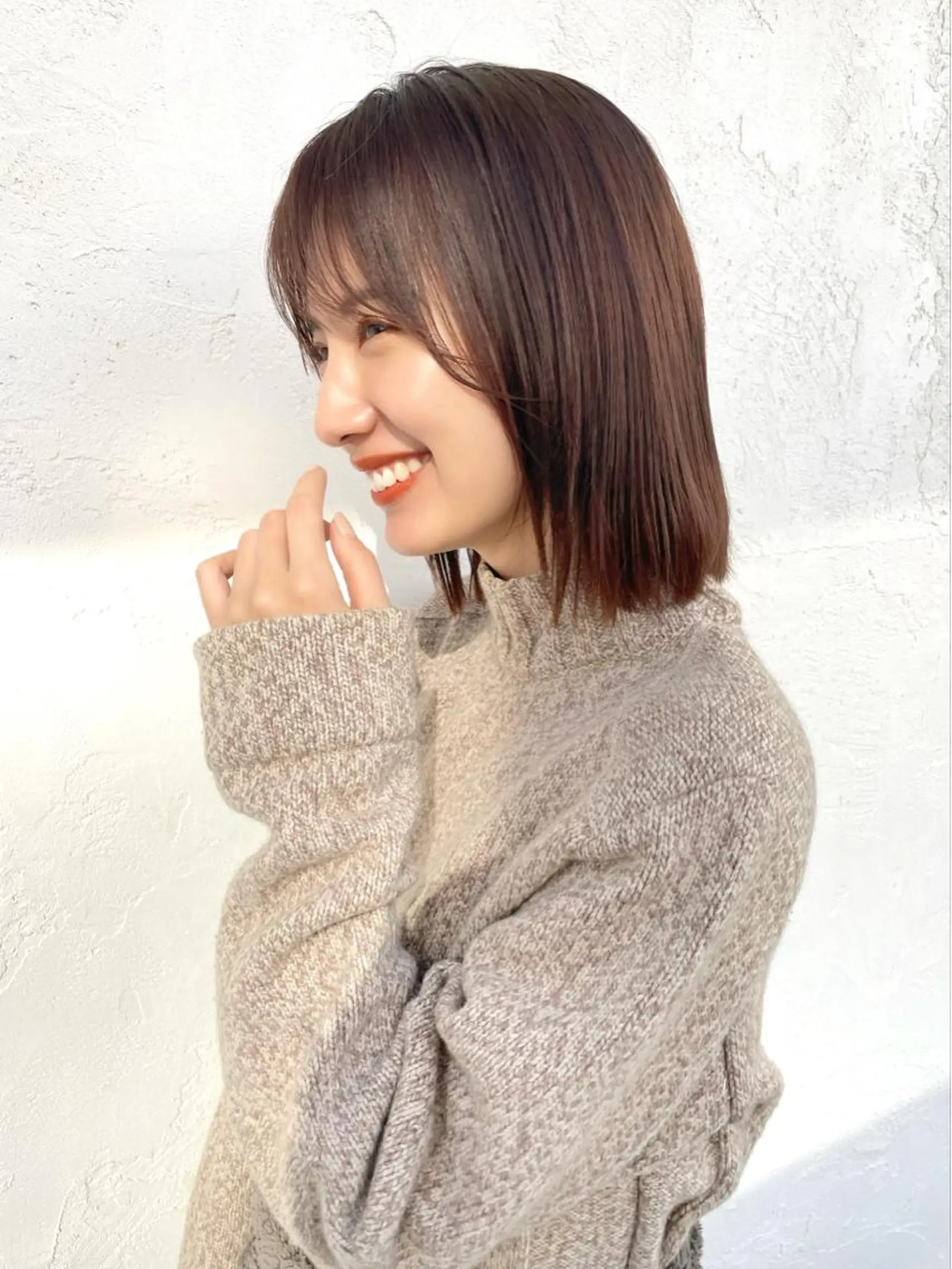 ミディアム カラー カット ヘアカラー トリートメント 結べるレイヤーボブ くびれLady表参道のヘアスタイル