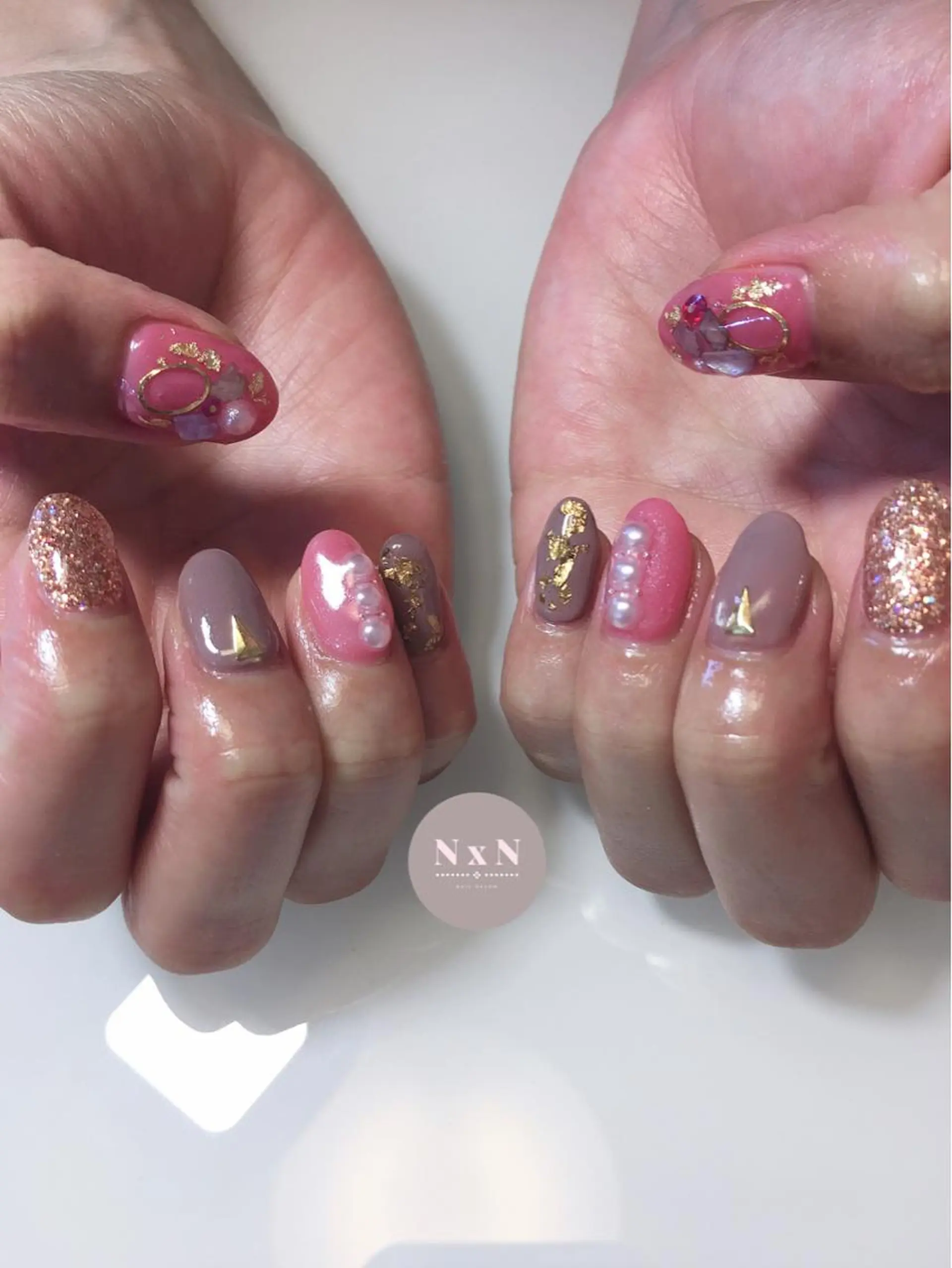 ネイル ジェルネイル ピンク ぷっくりネイル nail salon N×Nのネイルデザイン