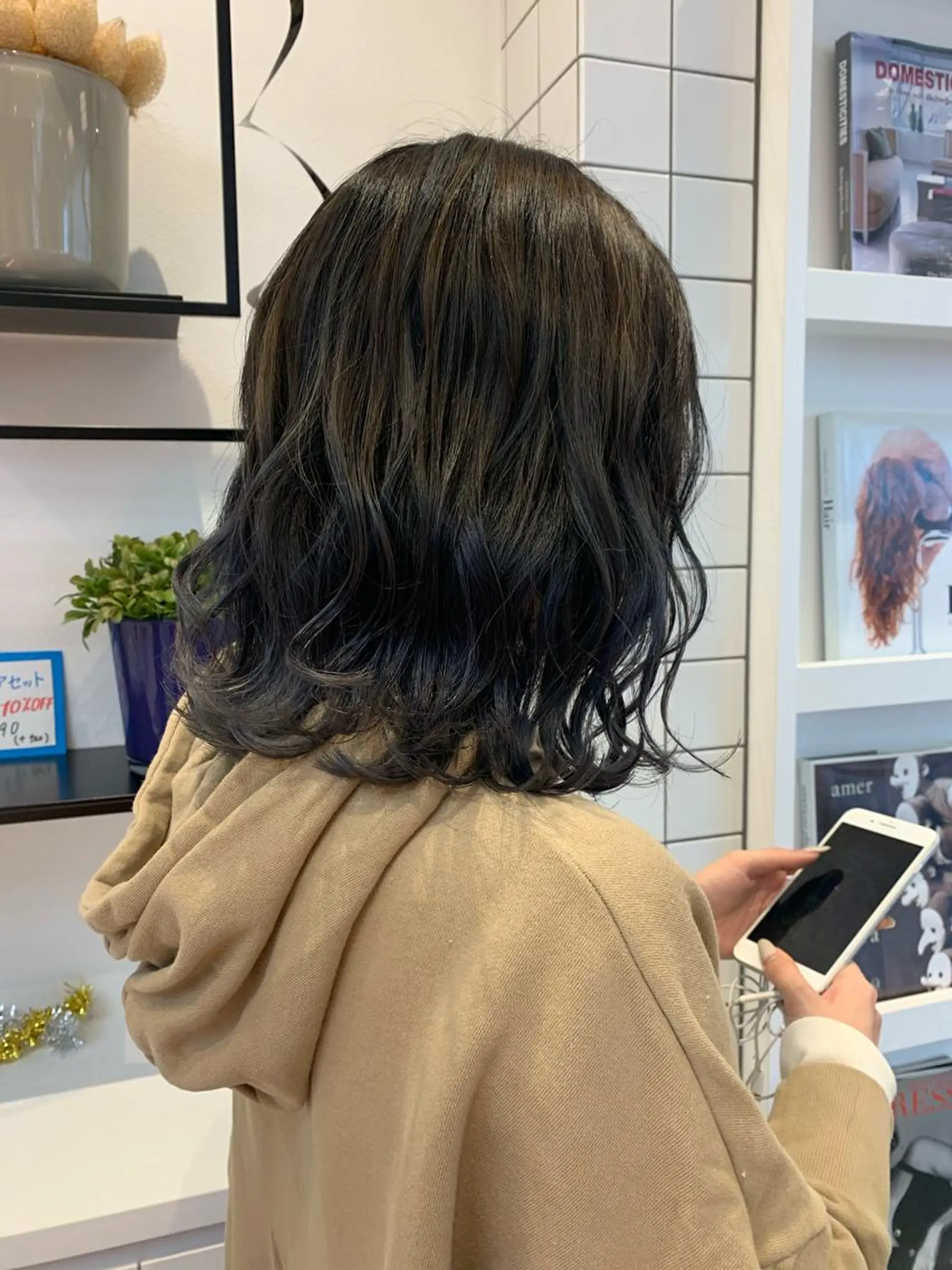 ミディアム カラー パーマ ヘアアレンジ メンズ キッズ みなもと ちはるのヘアスタイル