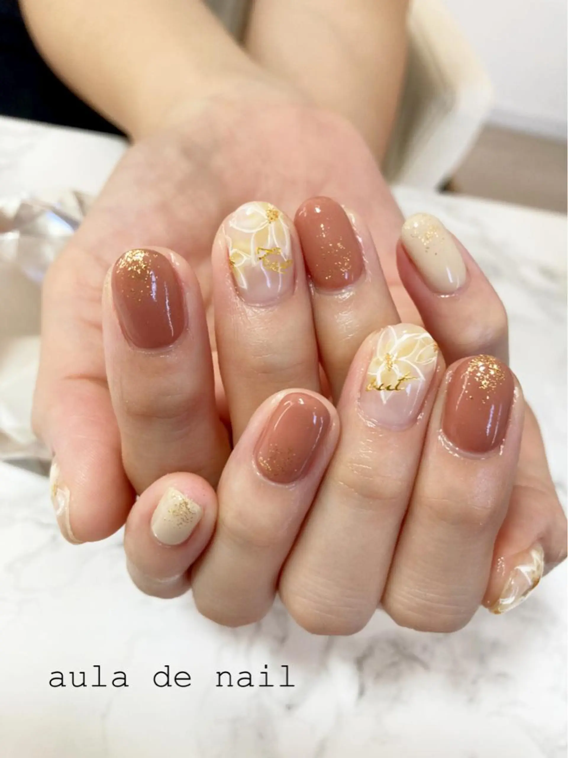 ネイル フラワーネイル ハンドネイル auladenail アウラデネイルのネイルデザイン