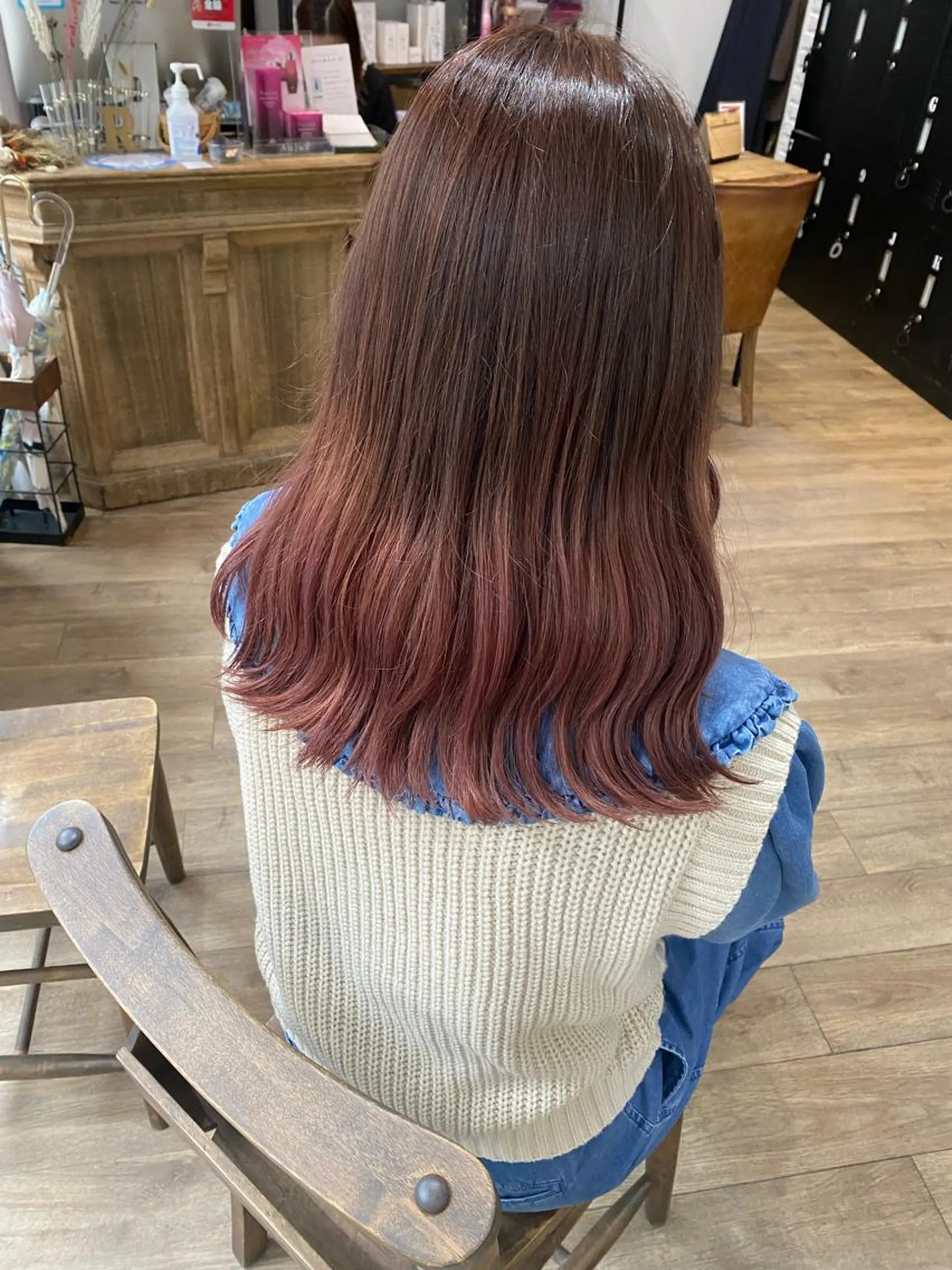 セミロング カラー ヘアアレンジ グラデーションカラー あおい 🍒暖色カラーのヘアスタイル