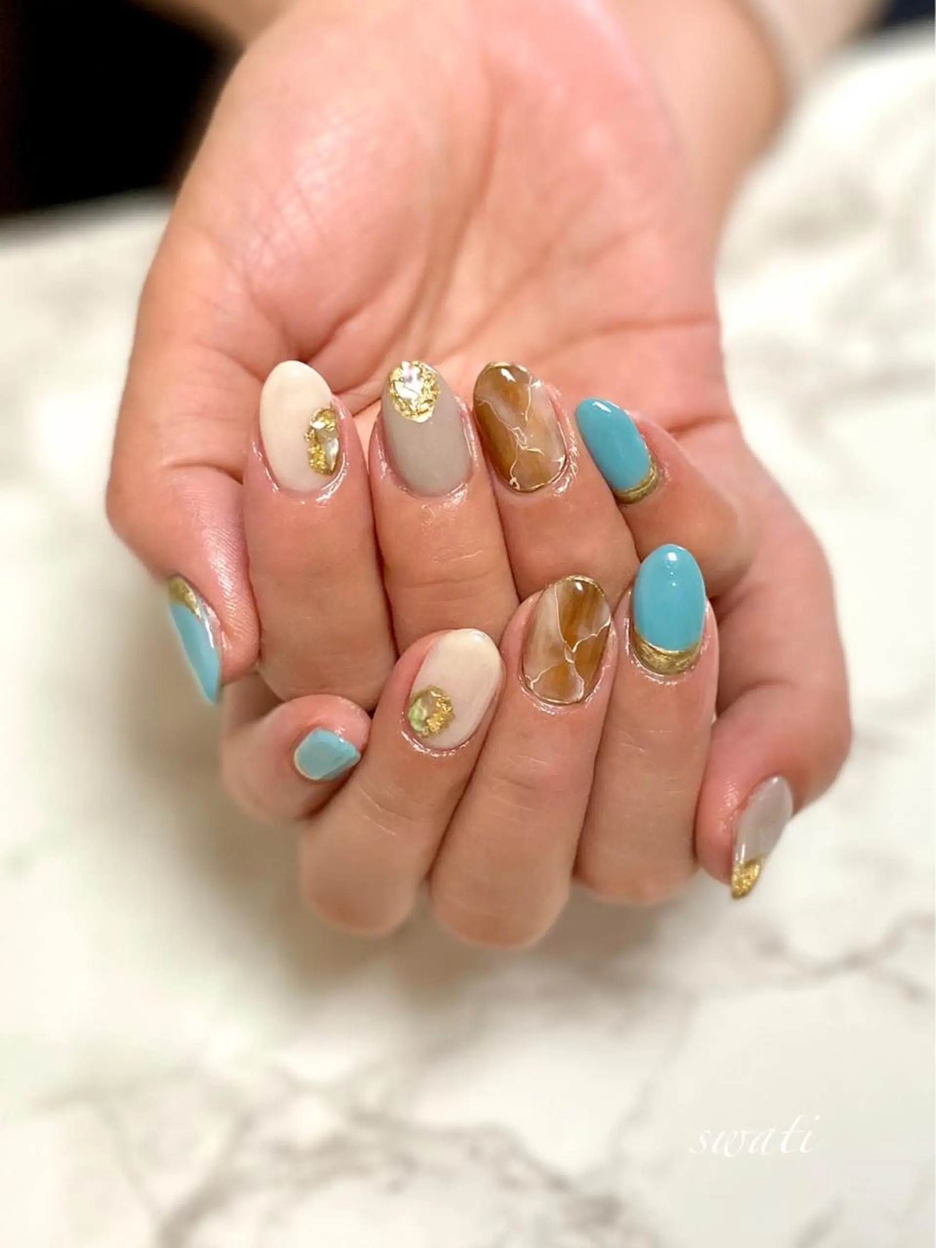 ネイル アートネイル 大理石ネイル(マーブル) ニュアンスネイル オフィスネイル yuko （ネイリスト）のネイルデザイン