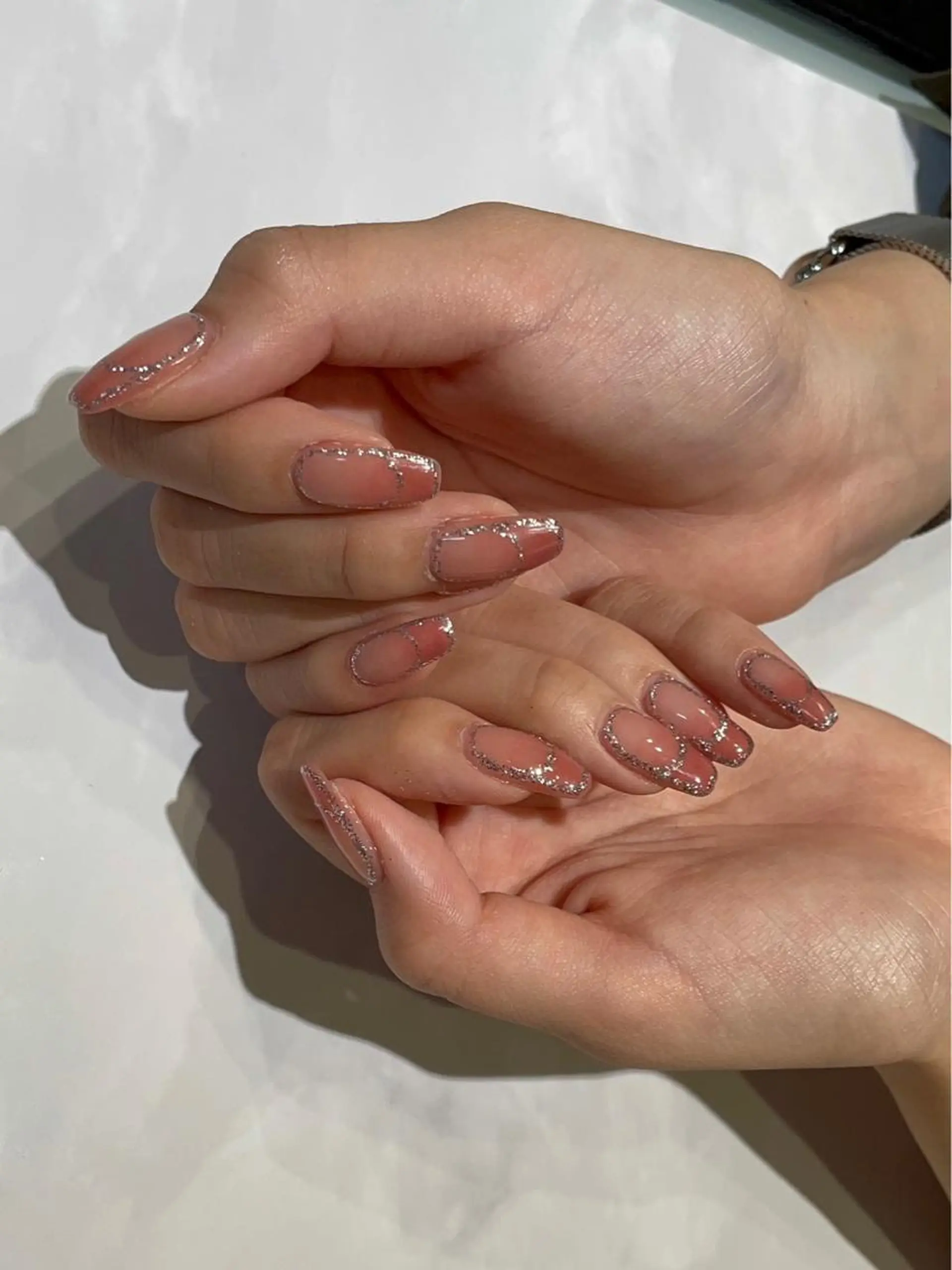 ネイル チークネイル フレンチネイル ラメ(グリッター) nail salon CIELのネイルデザイン