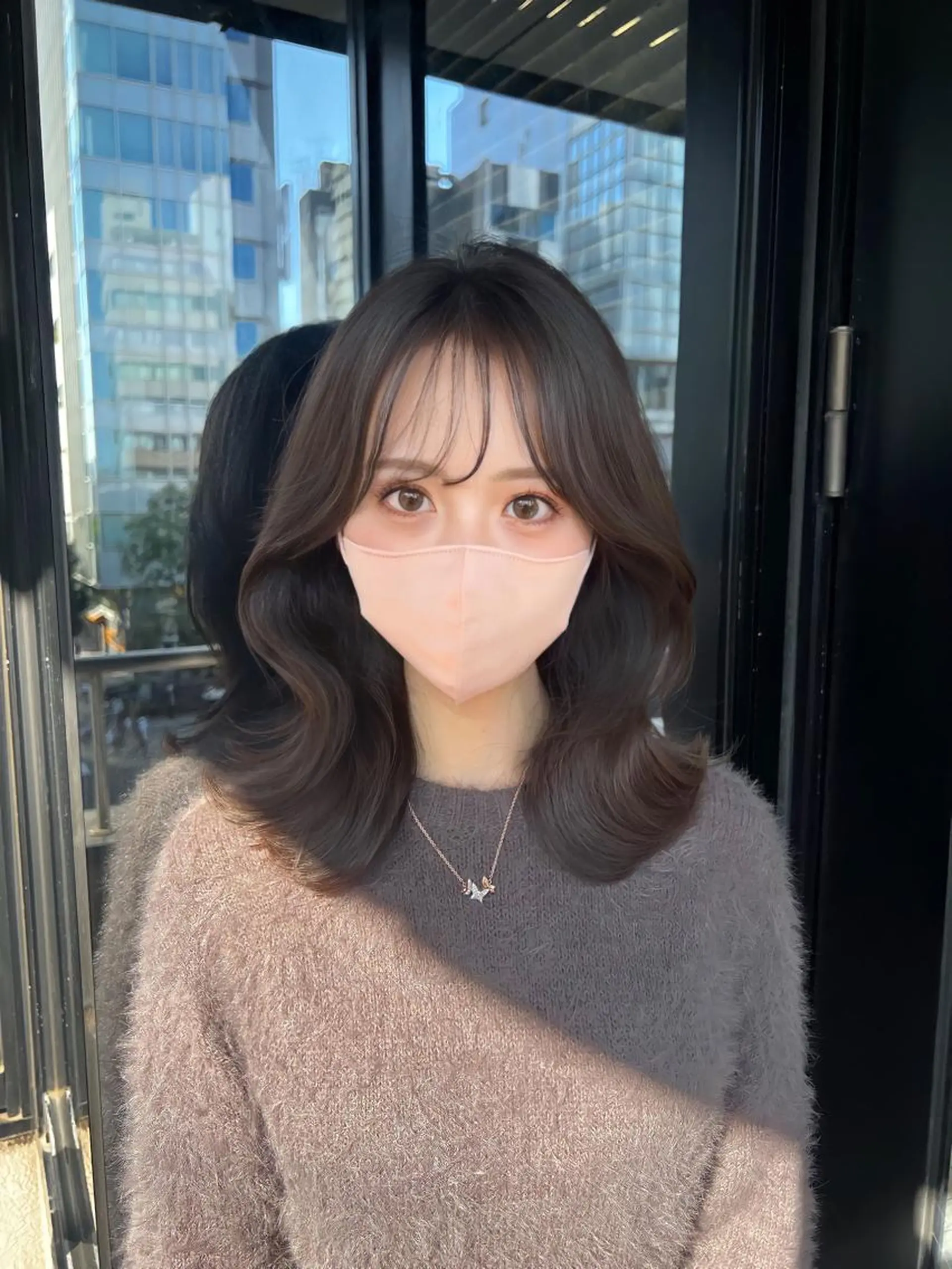 セミロング 韓国ヘア♡ 顔まわりカットayaのヘアスタイル