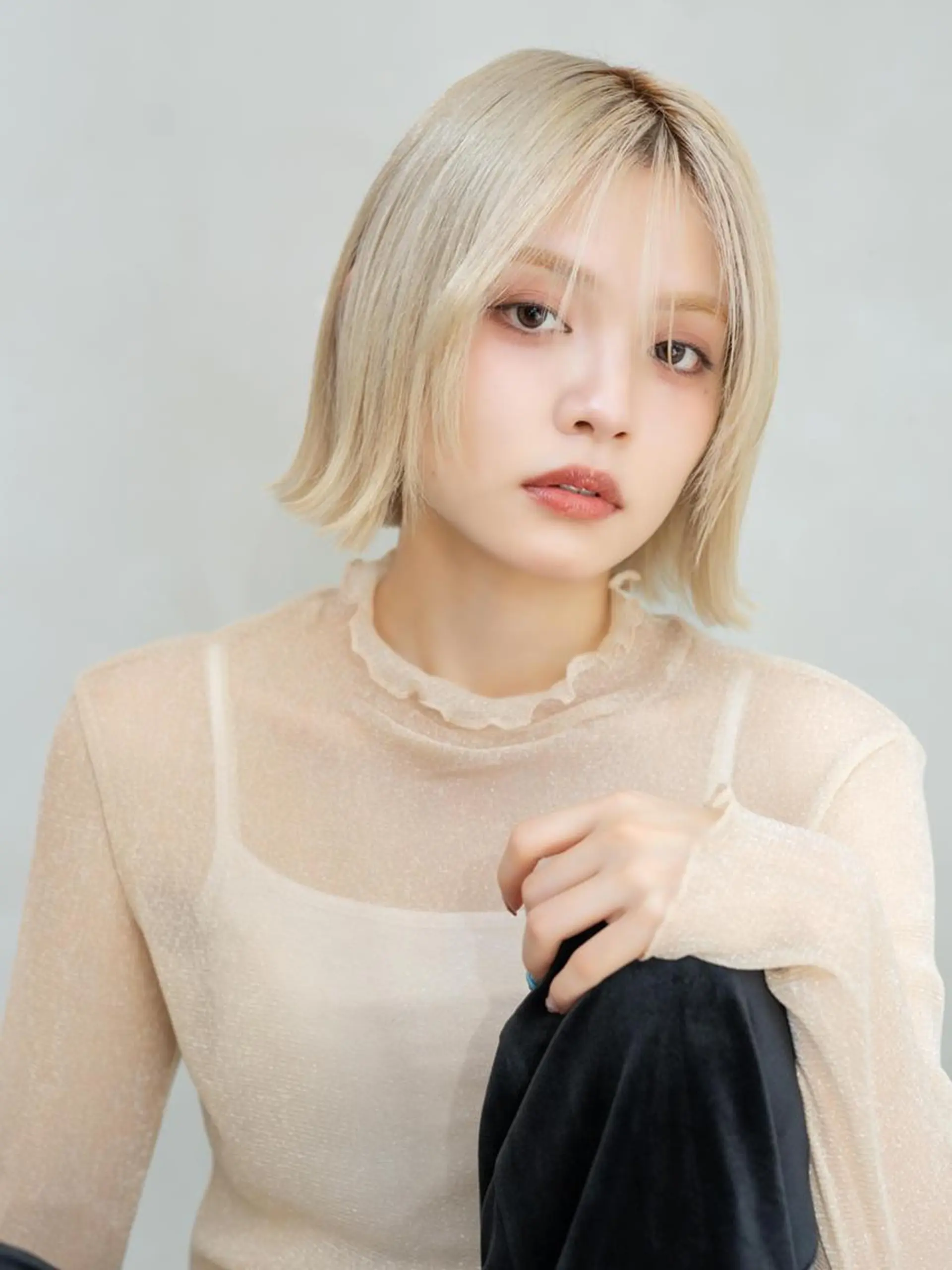 ショート ボブ ハイライト 髪質改善 韓国風ヘア レイヤーカット 透明感カラー／ natsukiのヘアスタイル