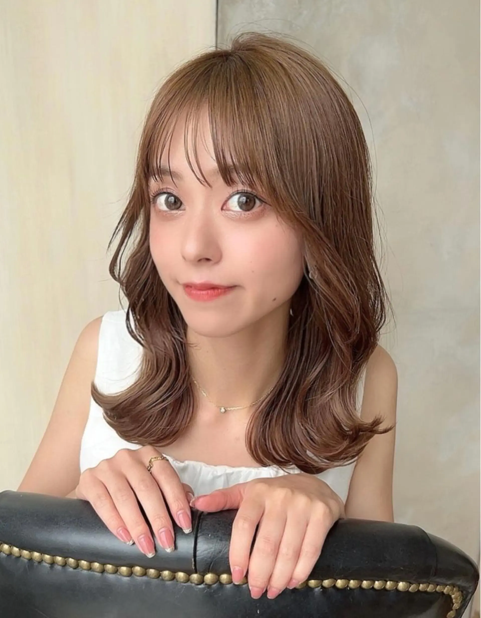 ミディアム カラー ベージュカラー ブラウンカラー くびれヘア 髪質改善 韓国風ヘア 🧡くびれヘア/前髪 顔周り🧡久原結衣のヘアスタイル