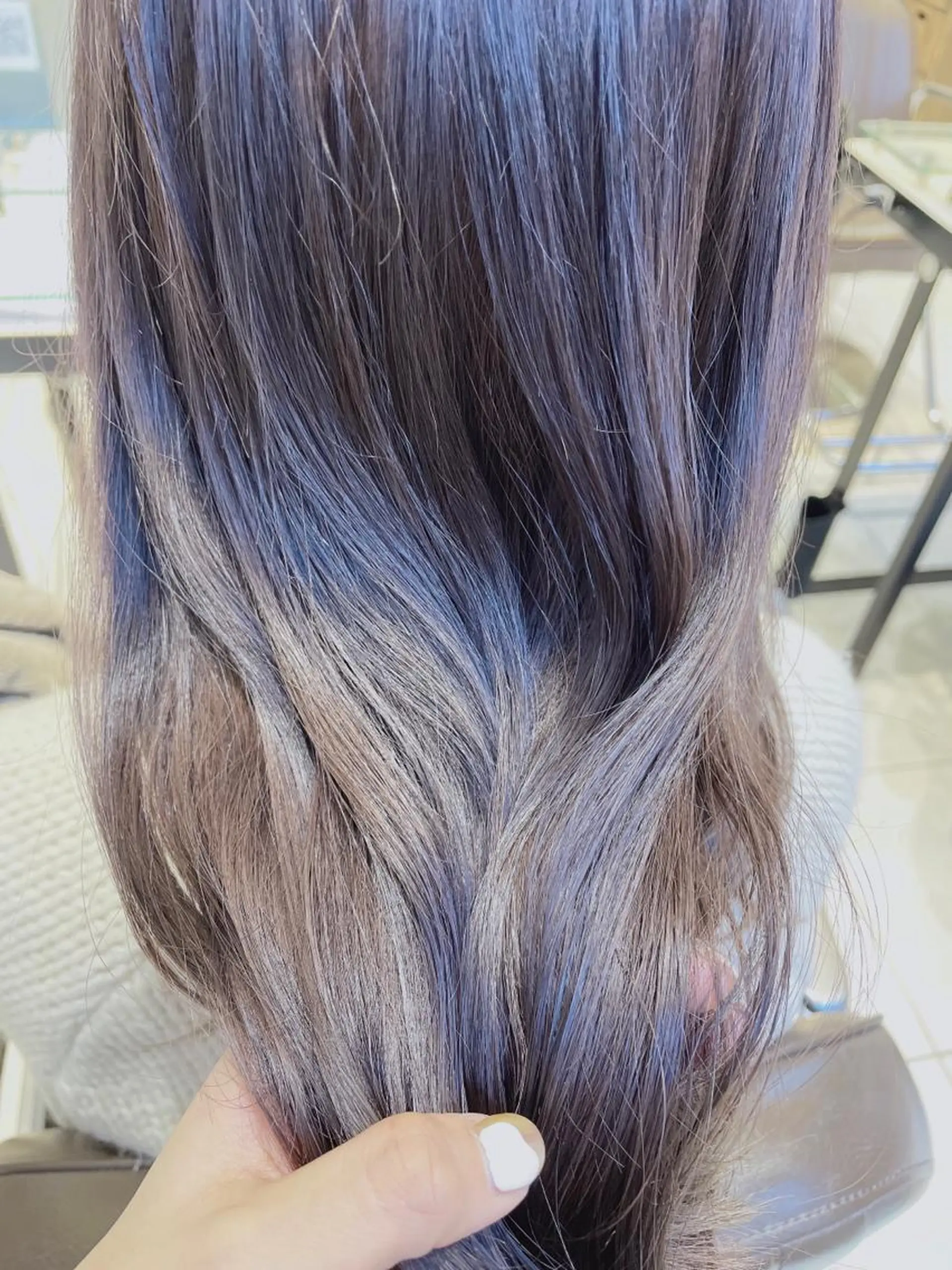 セミロング カラー グレージュ パープルカラー パープルグレージュ 🦖鶴岡香純🦖 育休中のヘアスタイル