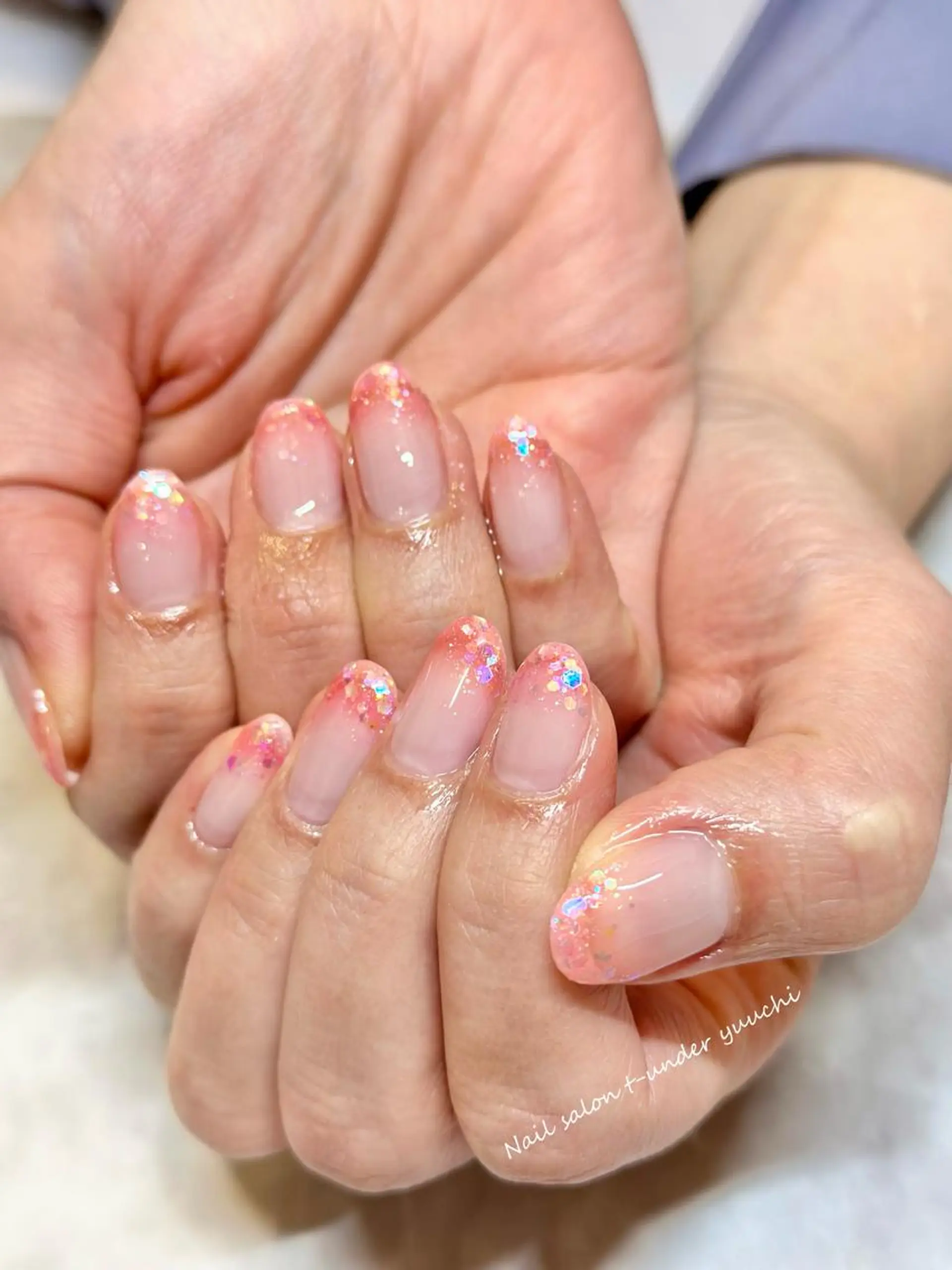 ネイル グラデーション ラメ(グリッター) ラメグラデーション ピンク Nailsalon yuuchiのネイルデザイン