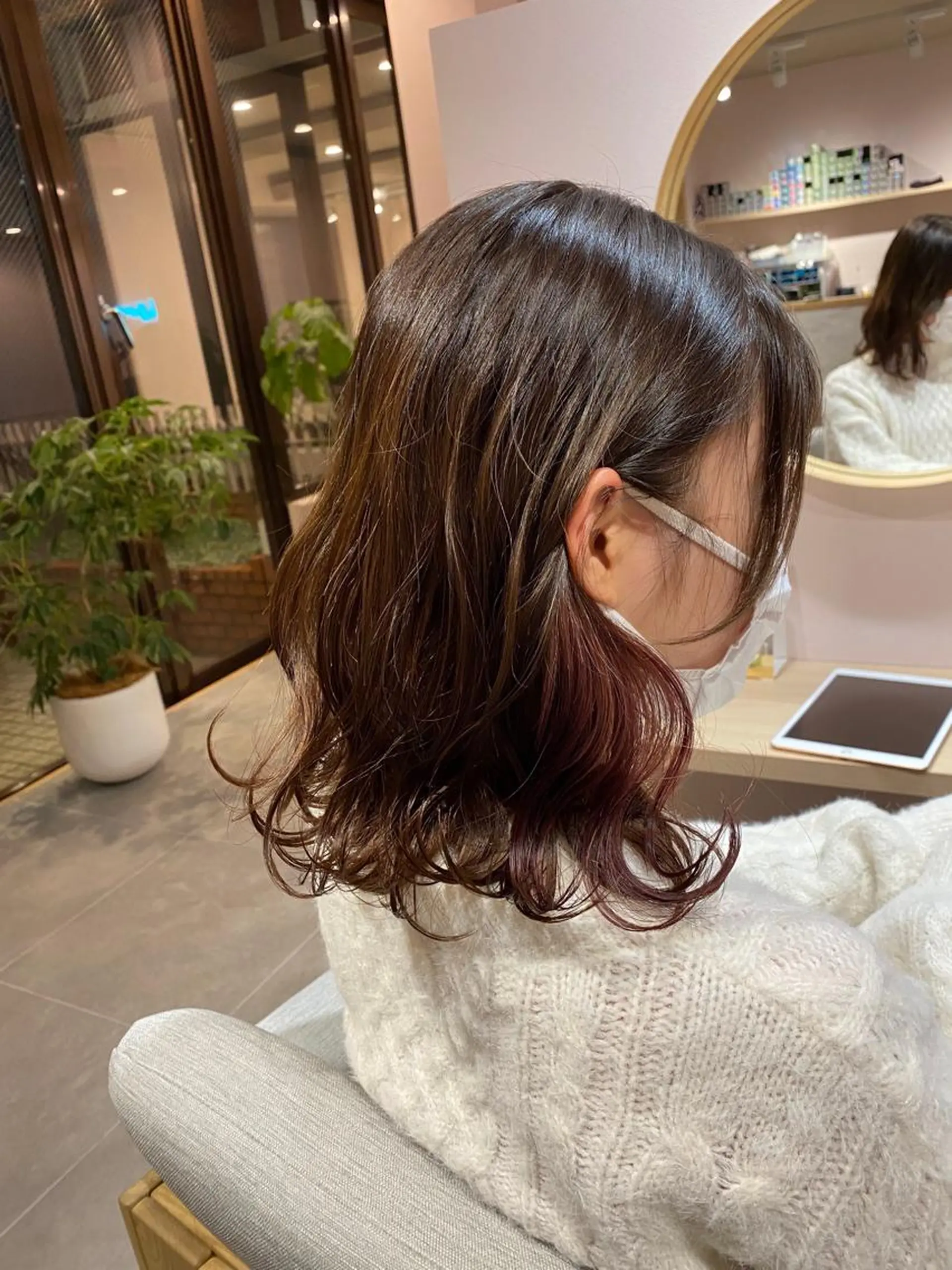 ミディアム カラー インナーカラー ピンクカラー ヘアカラー トリートメント nagisa /縮毛矯正のヘアスタイル