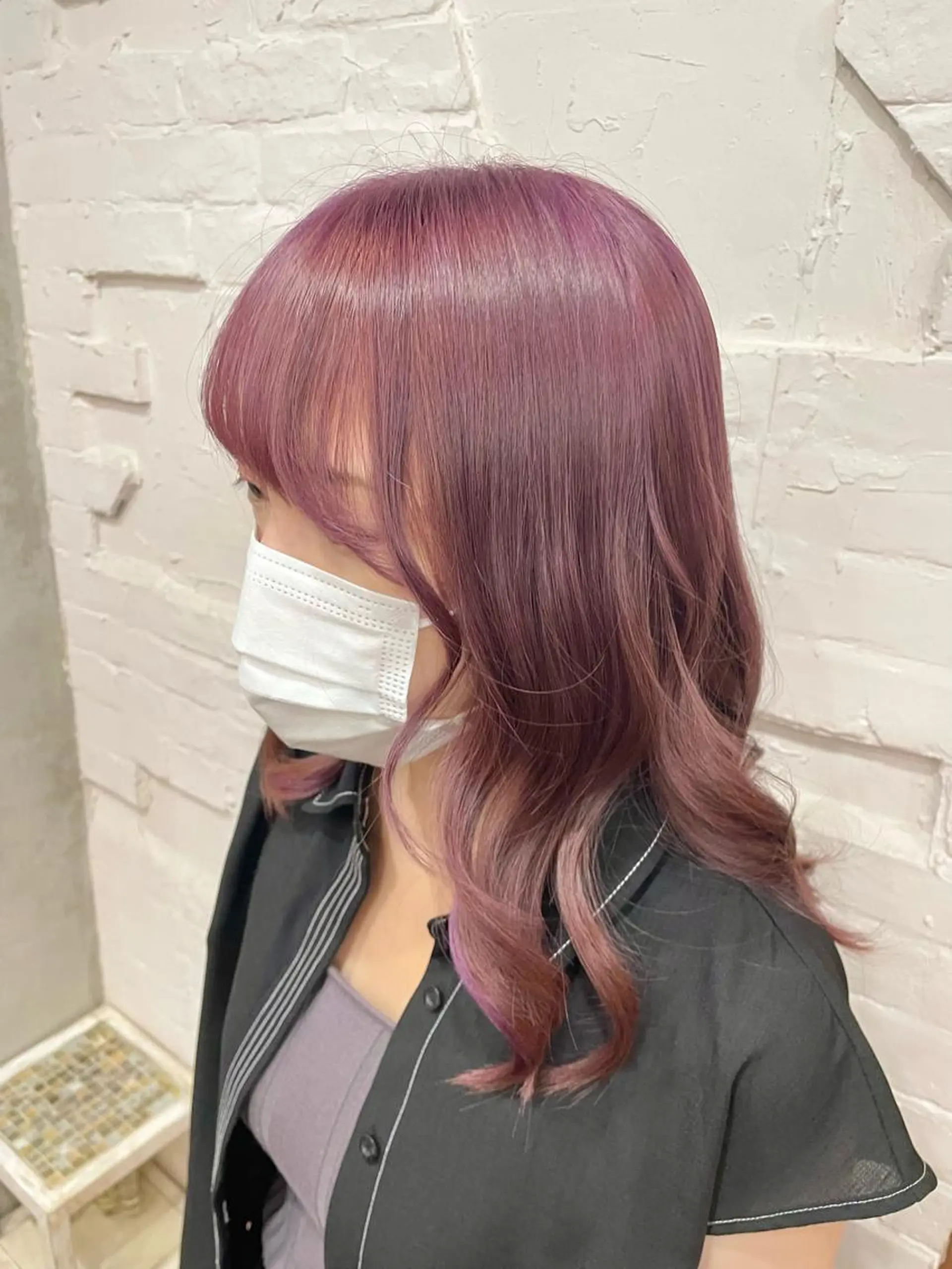 セミロング カラー ヘアアレンジ カット ヘアカラー トリートメント 【ピンク/韓国ヘア/ ヘアセット】亜海のヘアスタイル