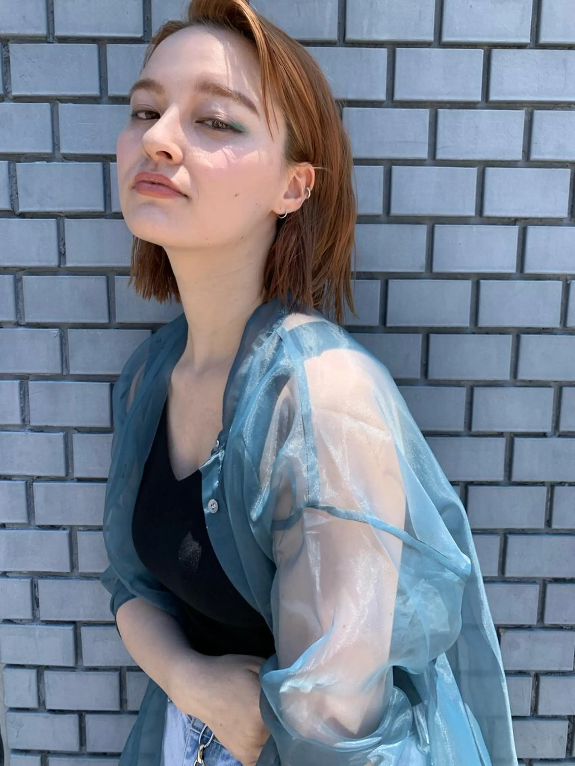 ショート カラー オレンジ ボブ PAIR DAISUKEのヘアスタイル