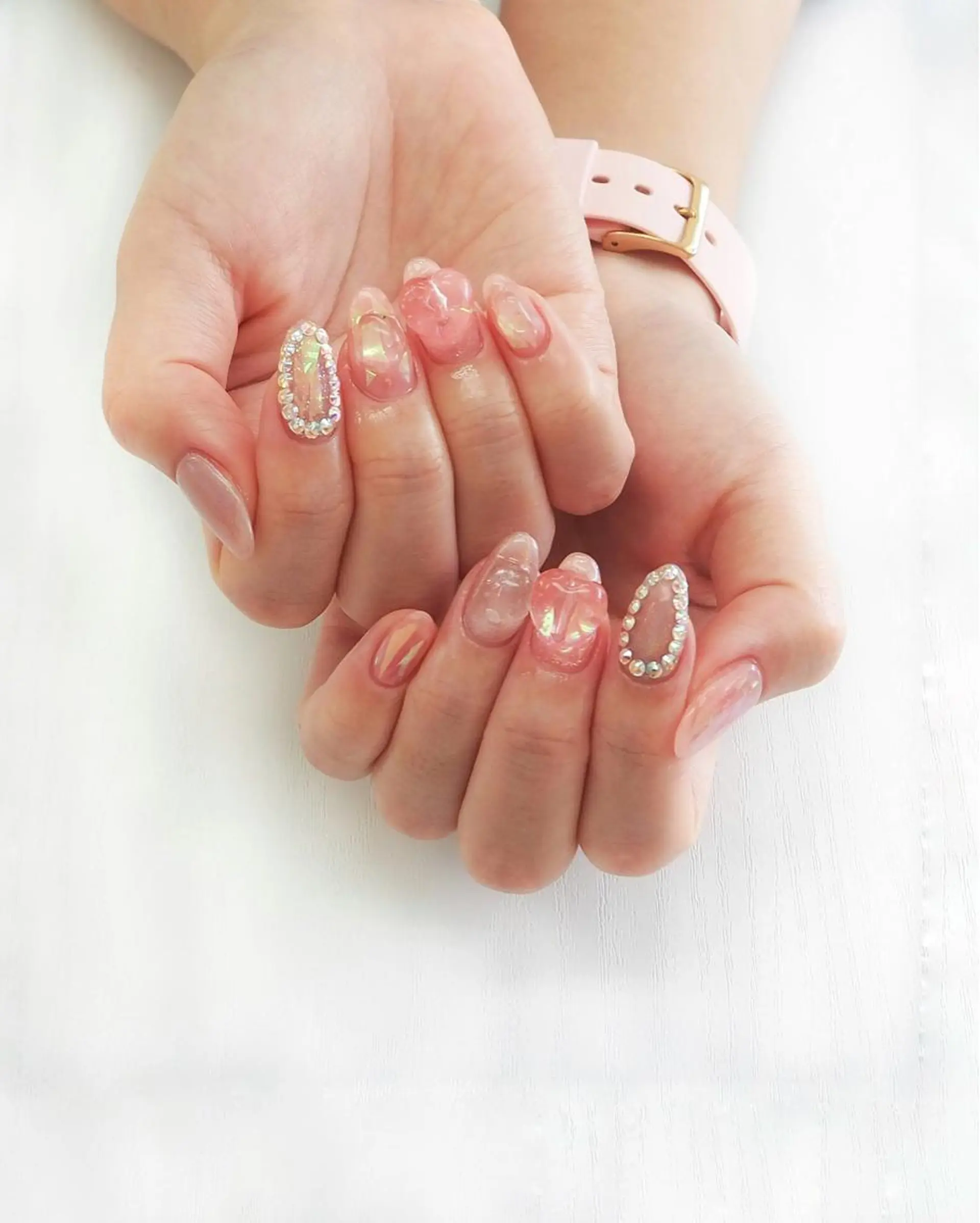 ネイル キラキラネイル ピンク ハンドネイル Hisaka Mikiのネイルデザイン