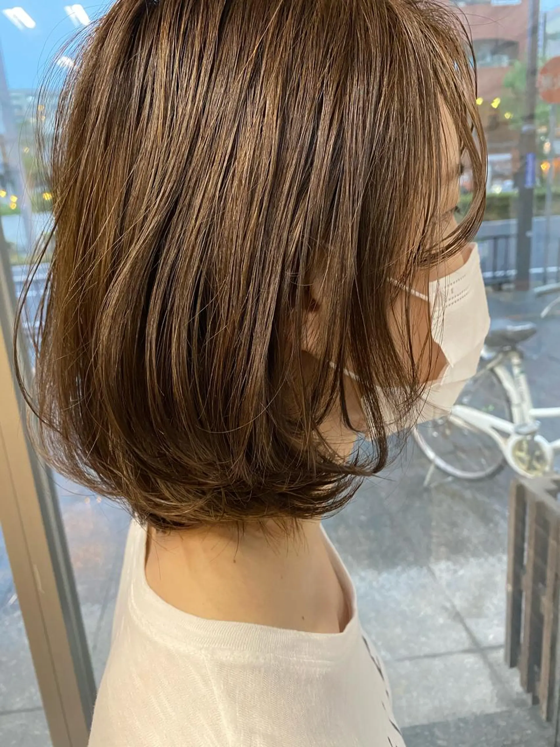 ミディアム カラー ボブ カット ヘアカラー トリートメント 日比 貴大/ minim hairのヘアスタイル