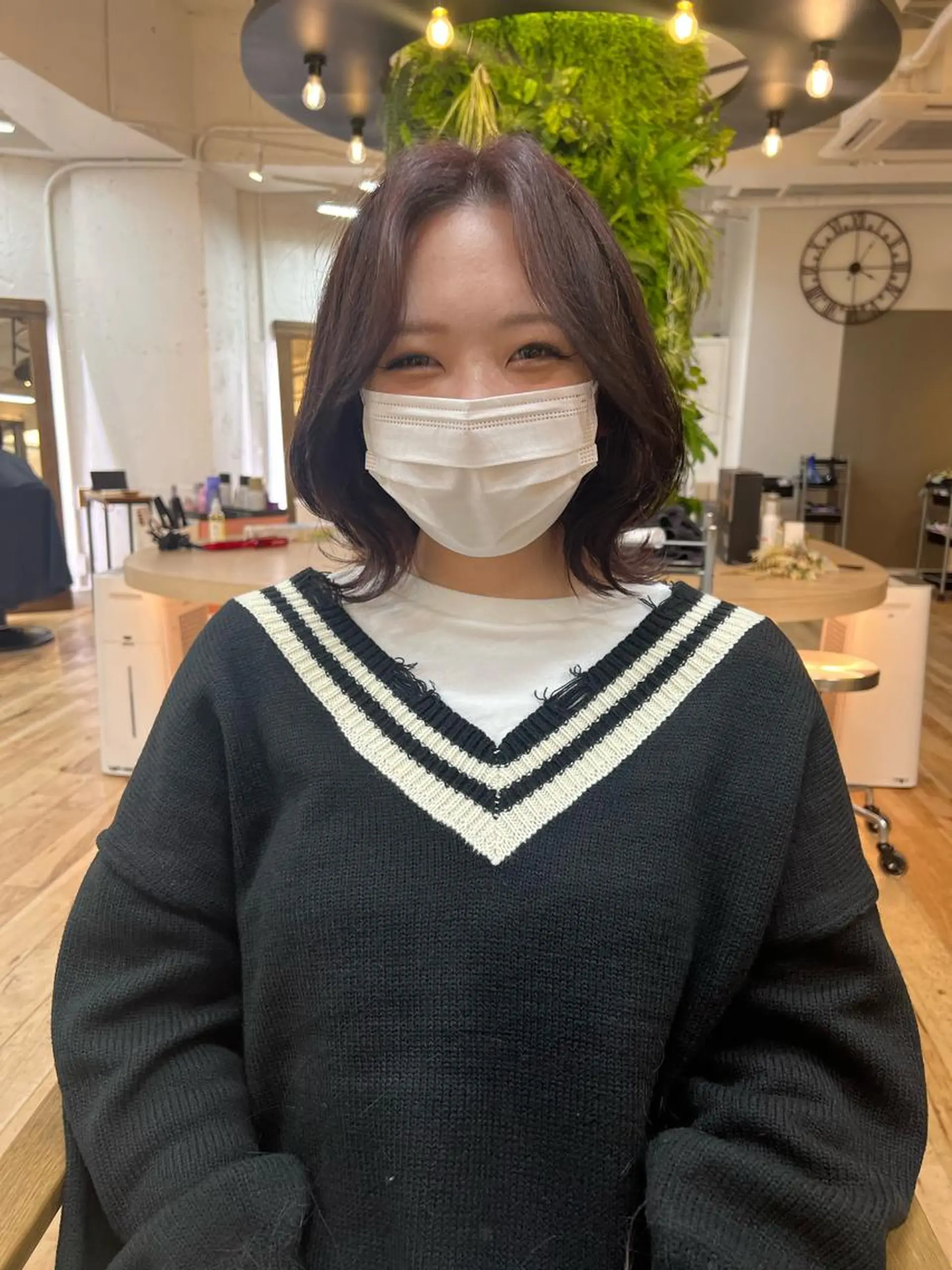 ミディアム くびれヘア カット ヘアカラー 🩶韓国/似合わせ/ さわ🩶のヘアスタイル